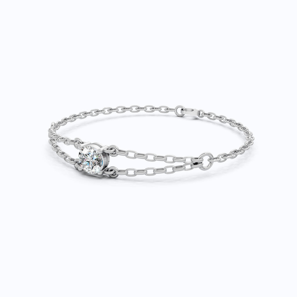 1.00 CT Lab Created Diamond Chain Bracelet in 14K Gold, Dainty Double Link Bracelet for Women, Wedding Gift for Her