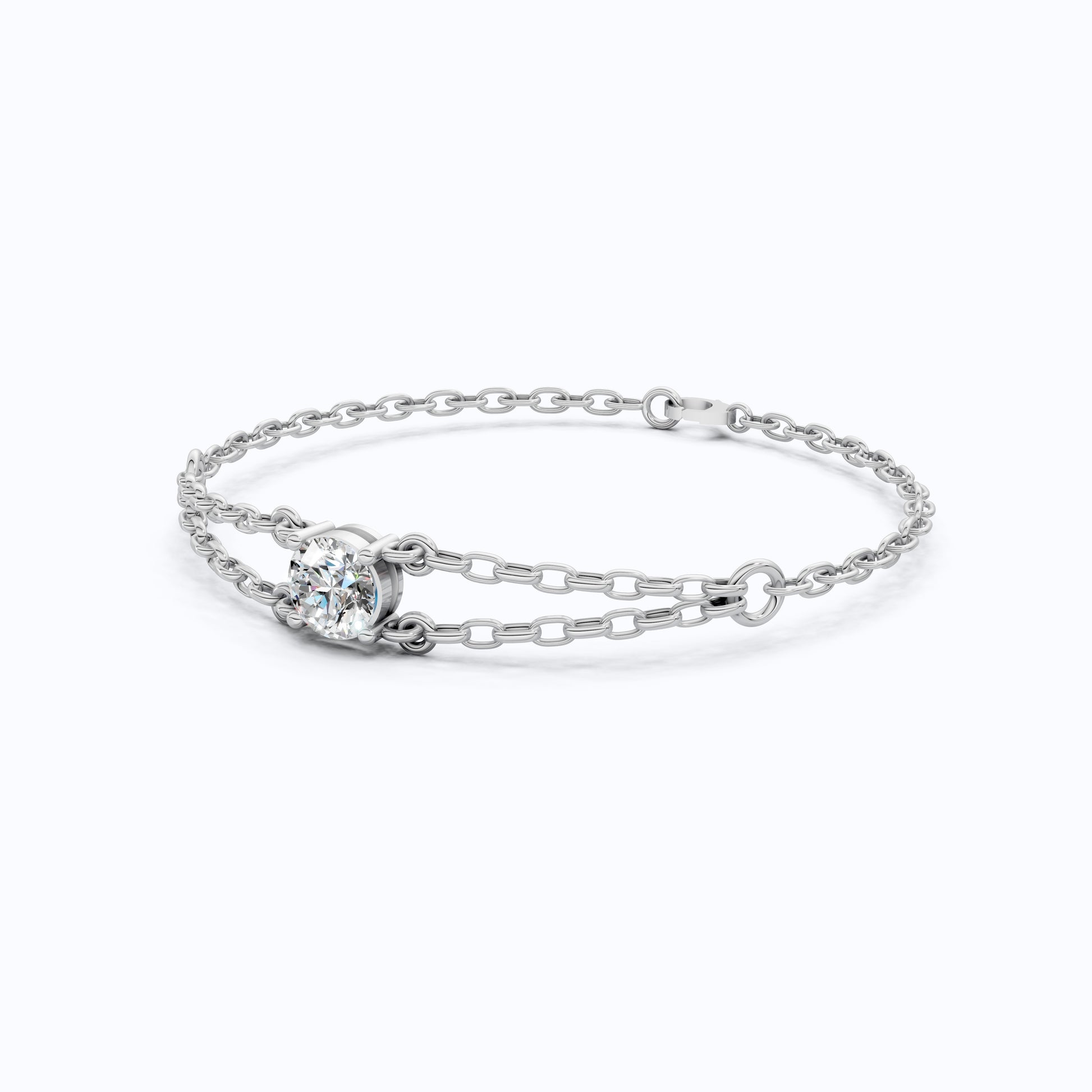 1.00 CT Lab Created Diamond Chain Bracelet in 14K Gold, Dainty Double Link Bracelet for Women, Wedding Gift for Her