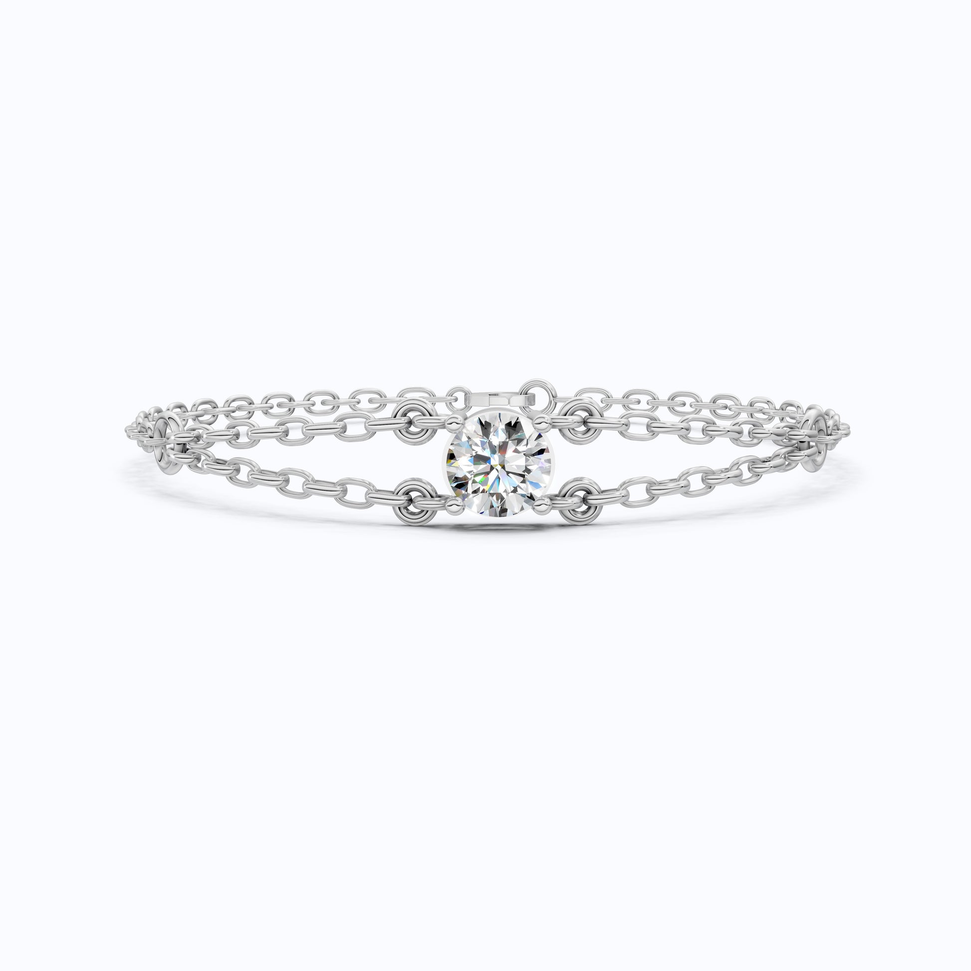 1.00 CT Lab Created Diamond Chain Bracelet in 14K Gold, Dainty Double Link Bracelet for Women, Wedding Gift for Her