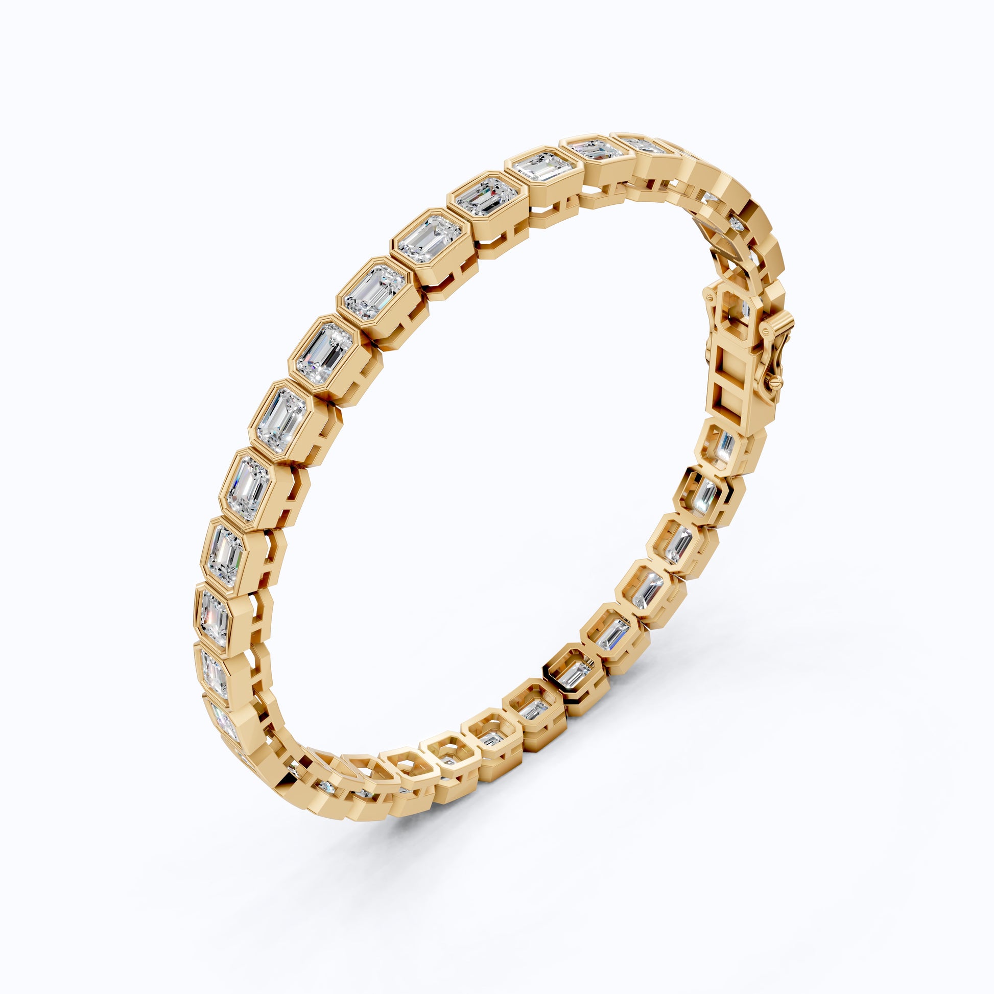 Emerald Cut Lab Created Diamond East-West Emerald Cut Tennis Bracelet For Wife