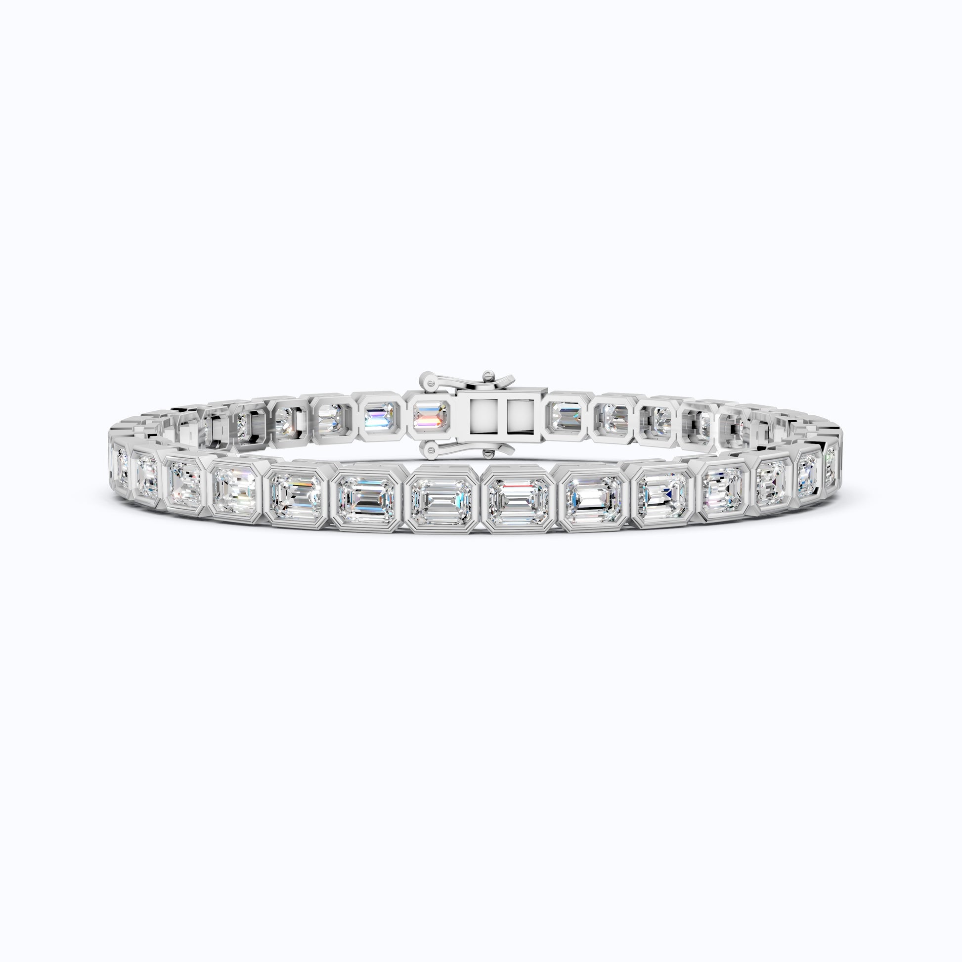 Emerald Cut Lab Created Diamond East-West Emerald Cut Tennis Bracelet For Wife
