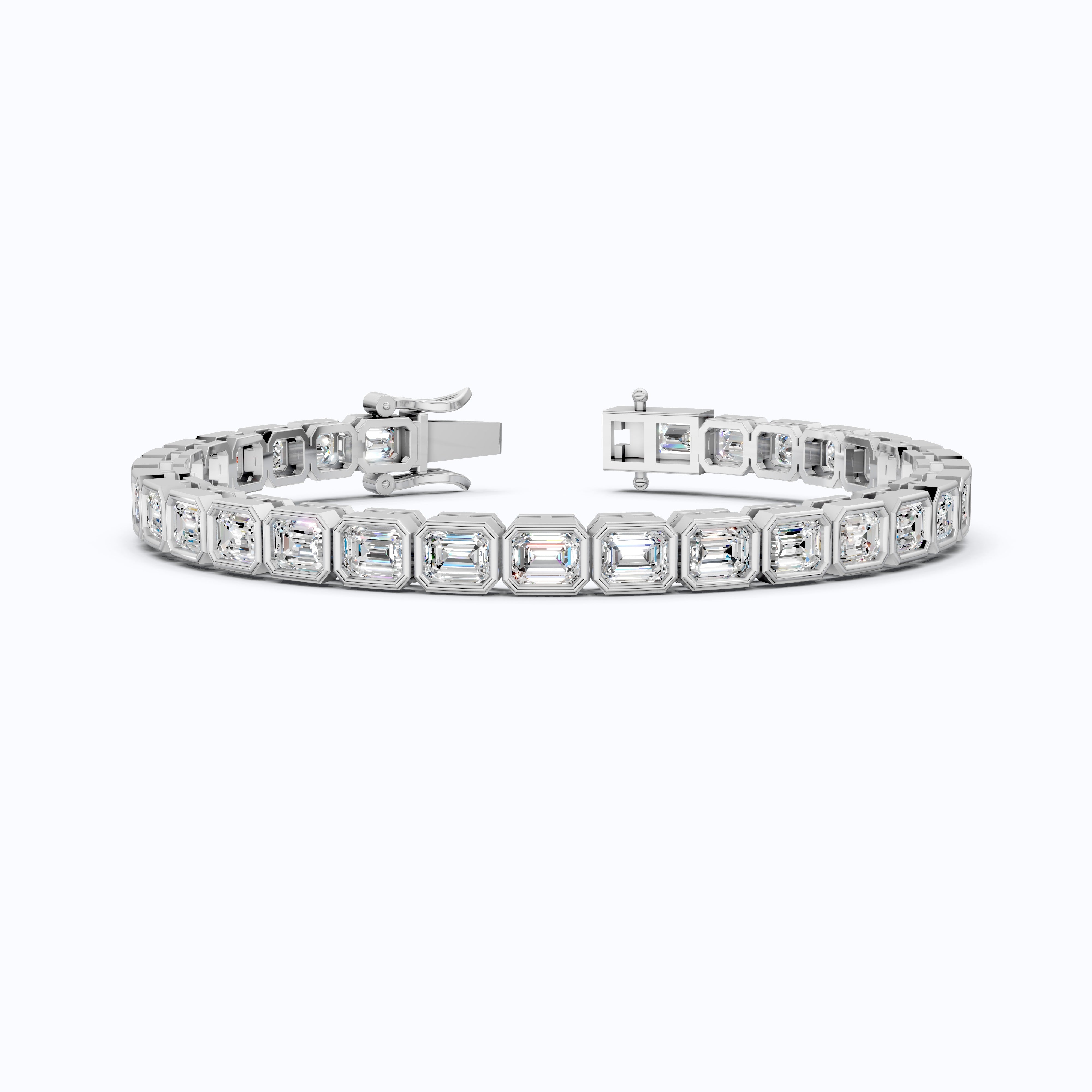 Emerald Cut Lab Created Diamond East-West Emerald Cut Tennis Bracelet For Wife