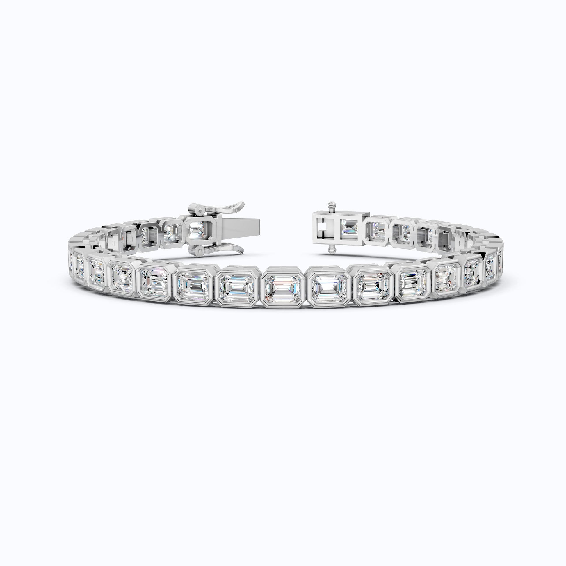 Emerald Cut Lab Created Diamond East-West Emerald Cut Tennis Bracelet For Wife