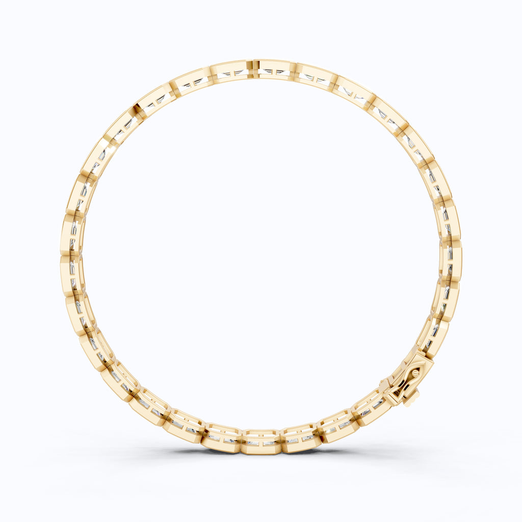 5.00 X 3.00 MM Bezel Set Emerald Cut Tennis Bracelet in 14k Solid Gold, 8.10 TCW Emerald Cut Lab Diamonds, Anniversary Gift for Wife, Everyday Jewelry