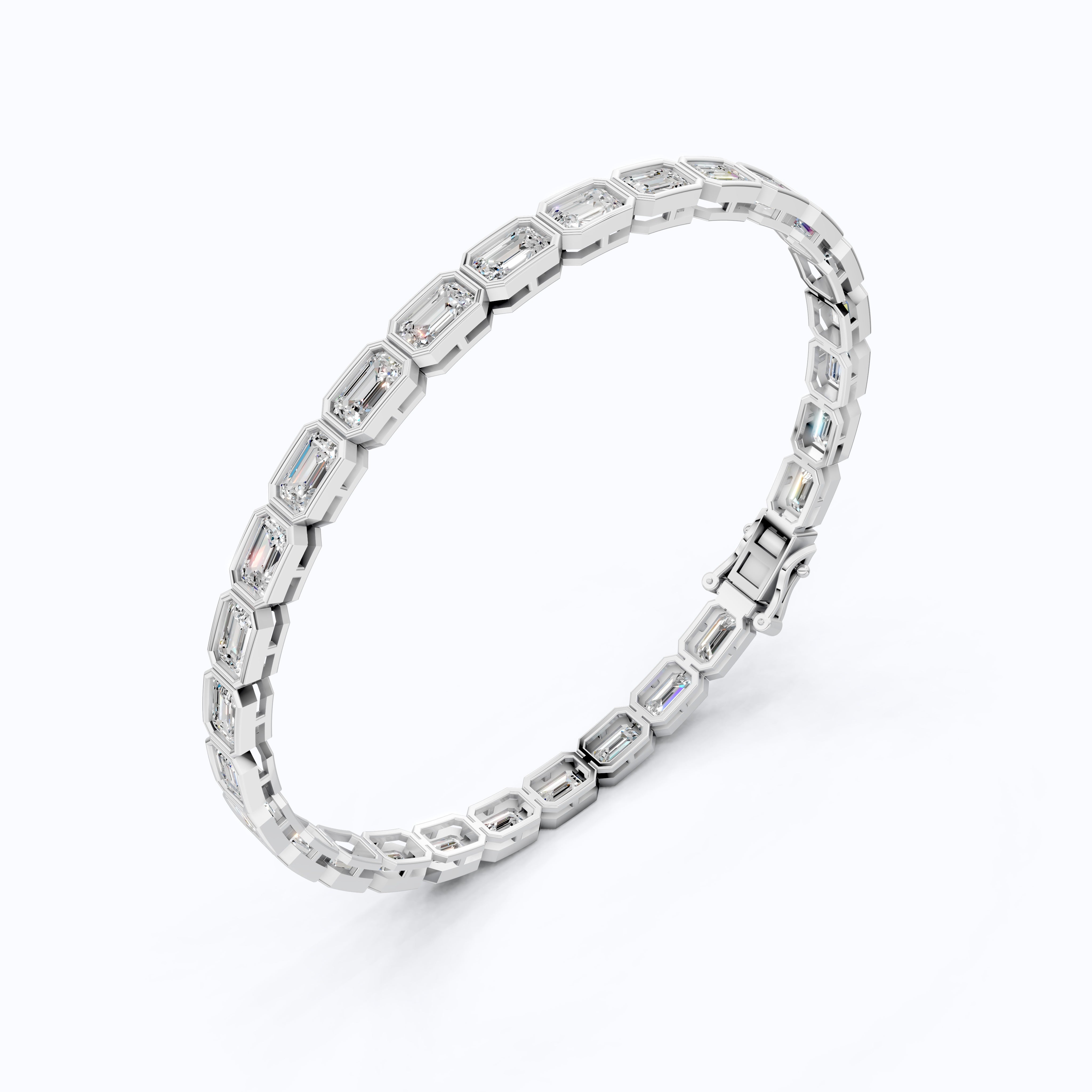 5.00 X 3.00 MM Bezel Set Emerald Cut Tennis Bracelet in 14k Solid Gold, 8.10 TCW Emerald Cut Lab Diamonds, Anniversary Gift for Wife, Everyday Jewelry