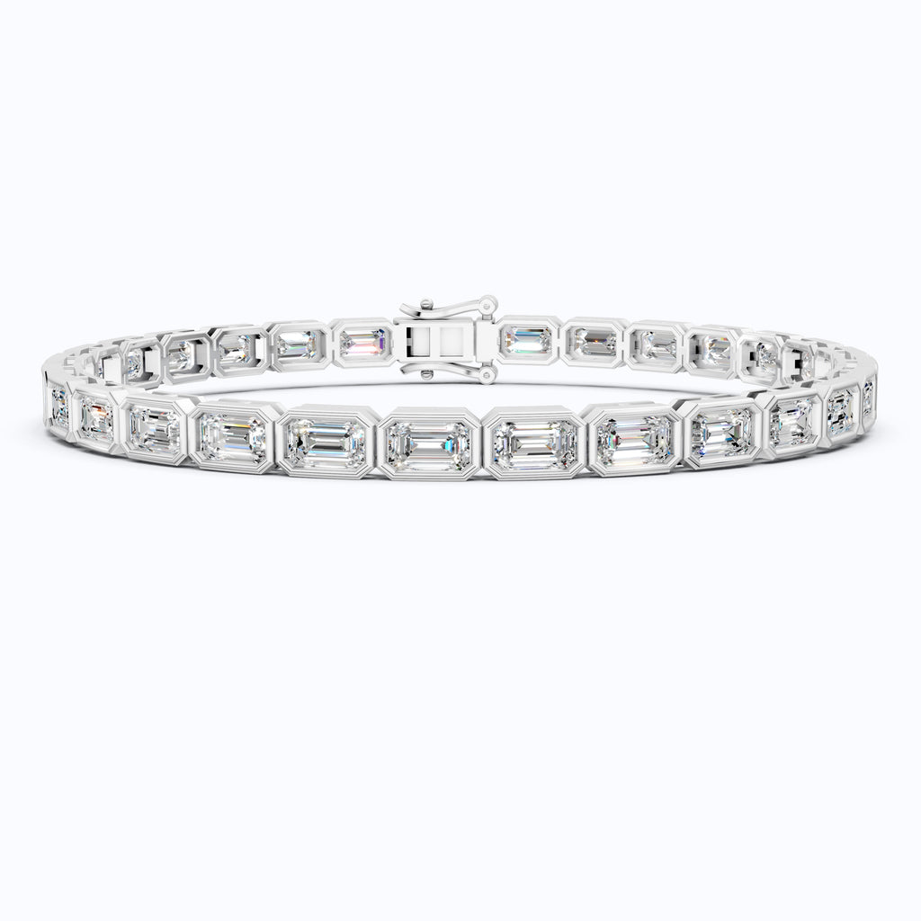 5.00 X 3.00 MM Bezel Set Emerald Cut Tennis Bracelet in 14k Solid Gold, 8.10 TCW Emerald Cut Lab Diamonds, Anniversary Gift for Wife, Everyday Jewelry
