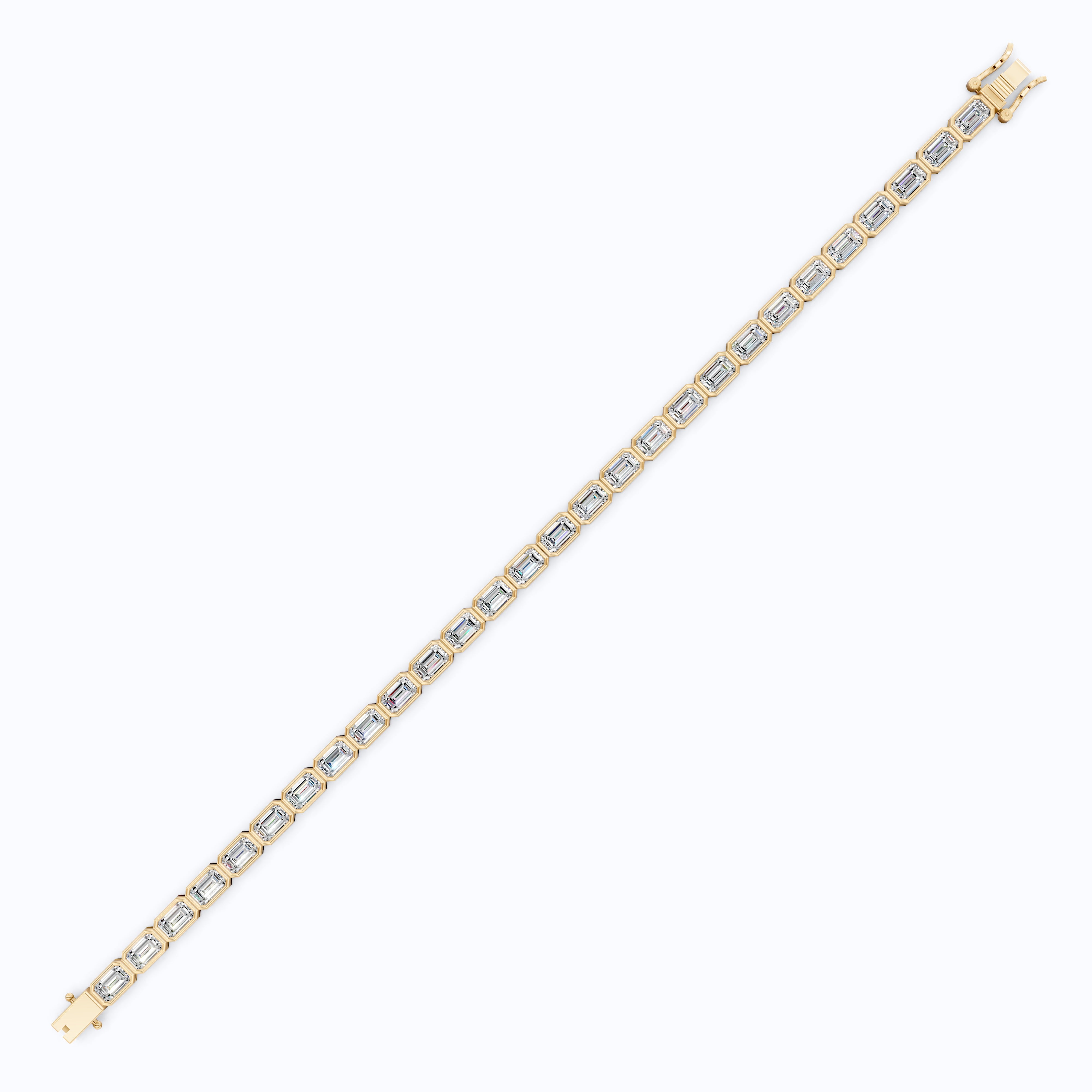 5.00 X 3.00 MM Bezel Set Emerald Cut Tennis Bracelet in 14k Solid Gold, 8.10 TCW Emerald Cut Lab Diamonds, Anniversary Gift for Wife, Everyday Jewelry