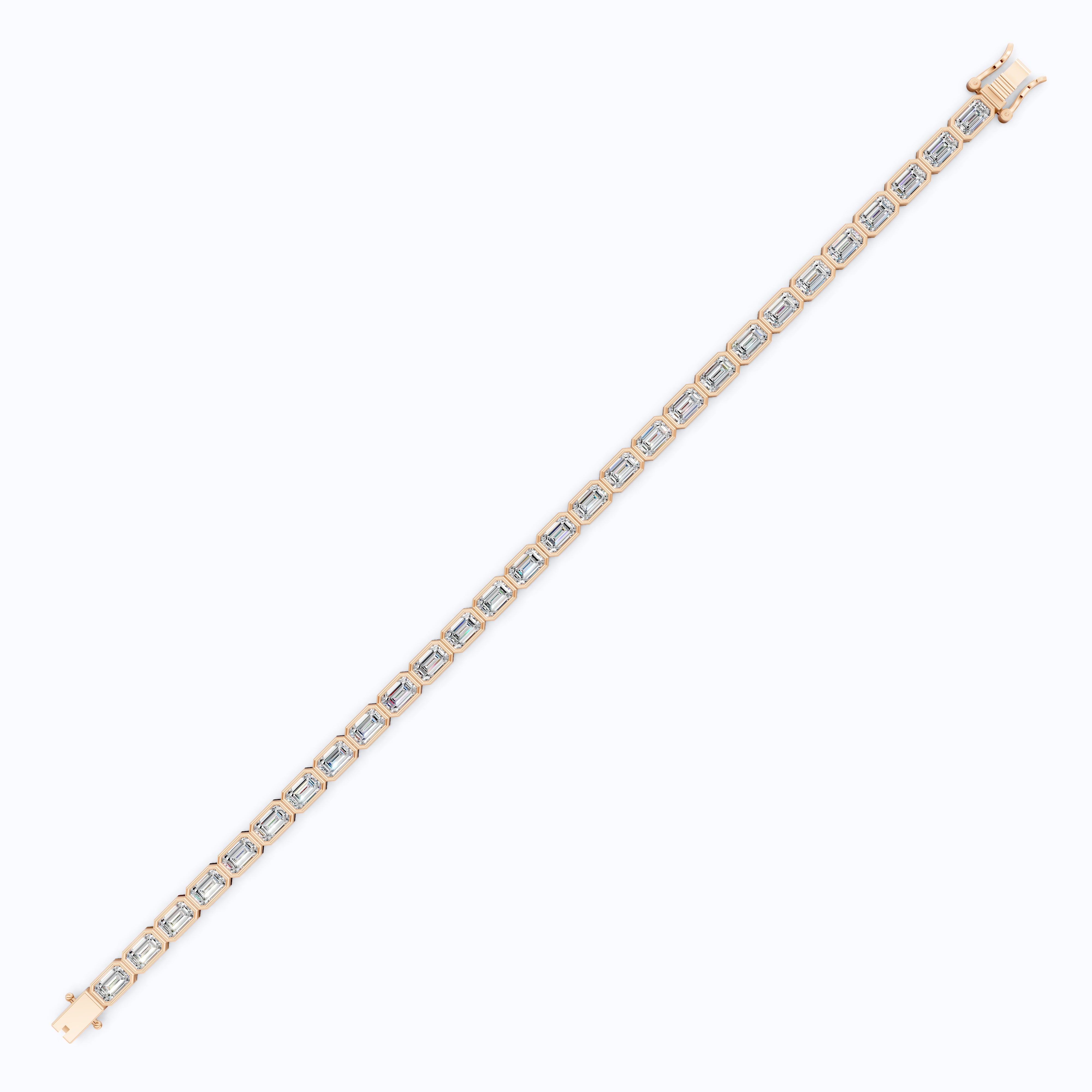 5.00 X 3.00 MM Bezel Set Emerald Cut Tennis Bracelet in 14k Solid Gold, 8.10 TCW Emerald Cut Lab Diamonds, Anniversary Gift for Wife, Everyday Jewelry