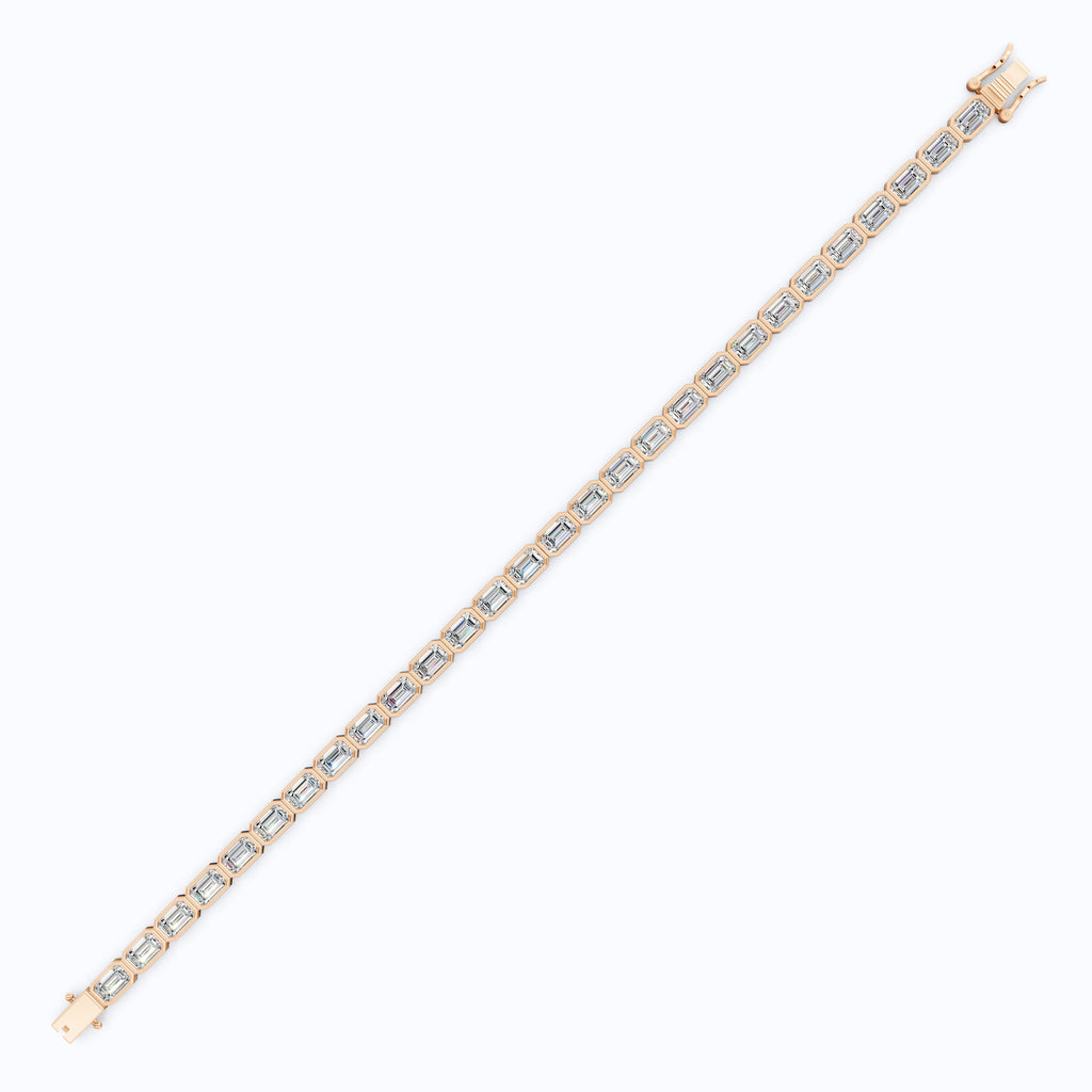 5.00 X 3.00 MM Bezel Set Emerald Cut Tennis Bracelet in 14k Solid Gold, 8.10 TCW Emerald Cut Lab Diamonds, Anniversary Gift for Wife, Everyday Jewelry