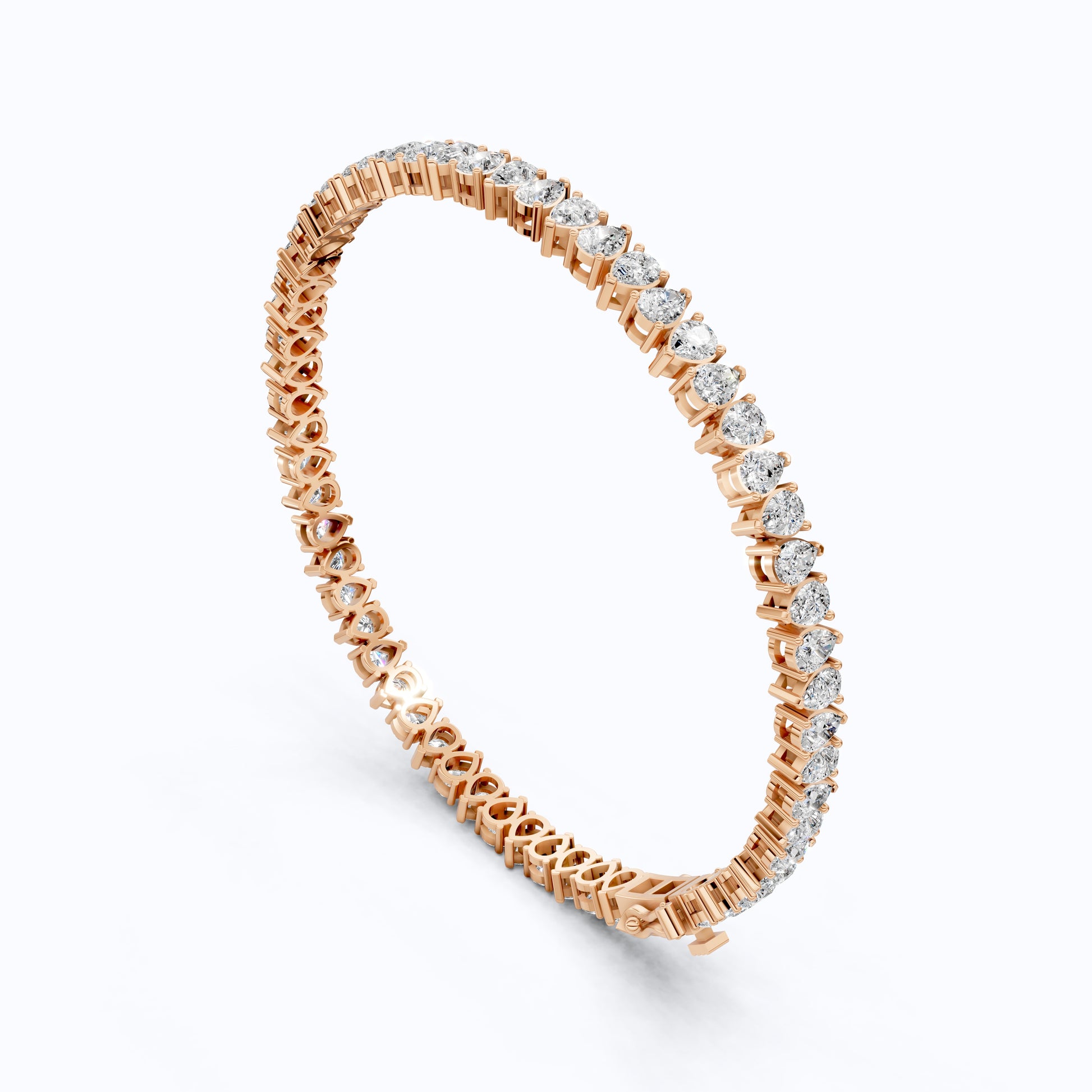 Pear Cut Diamond Tennis Bracelet in 14K Rose Gold, Luxury Fine Jewelry for Women