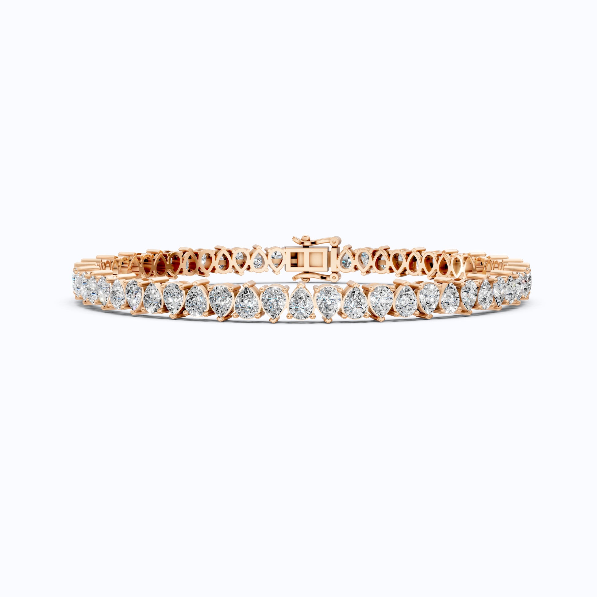 Pear Cut Diamond Tennis Bracelet in 14K Rose Gold, Luxury Fine Jewelry for Women