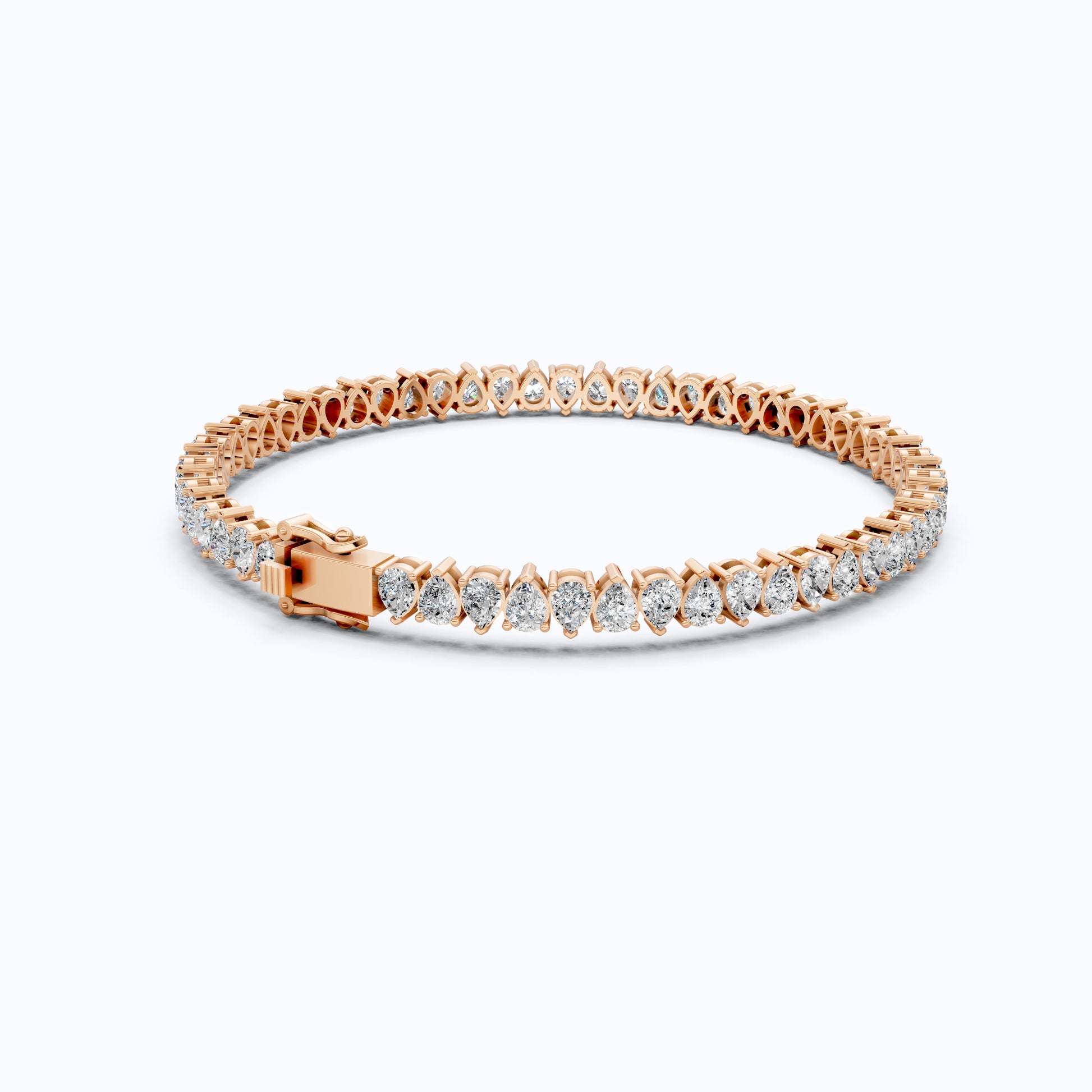 Pear Cut Diamond Tennis Bracelet in 14K Rose Gold, Luxury Fine Jewelry for Women