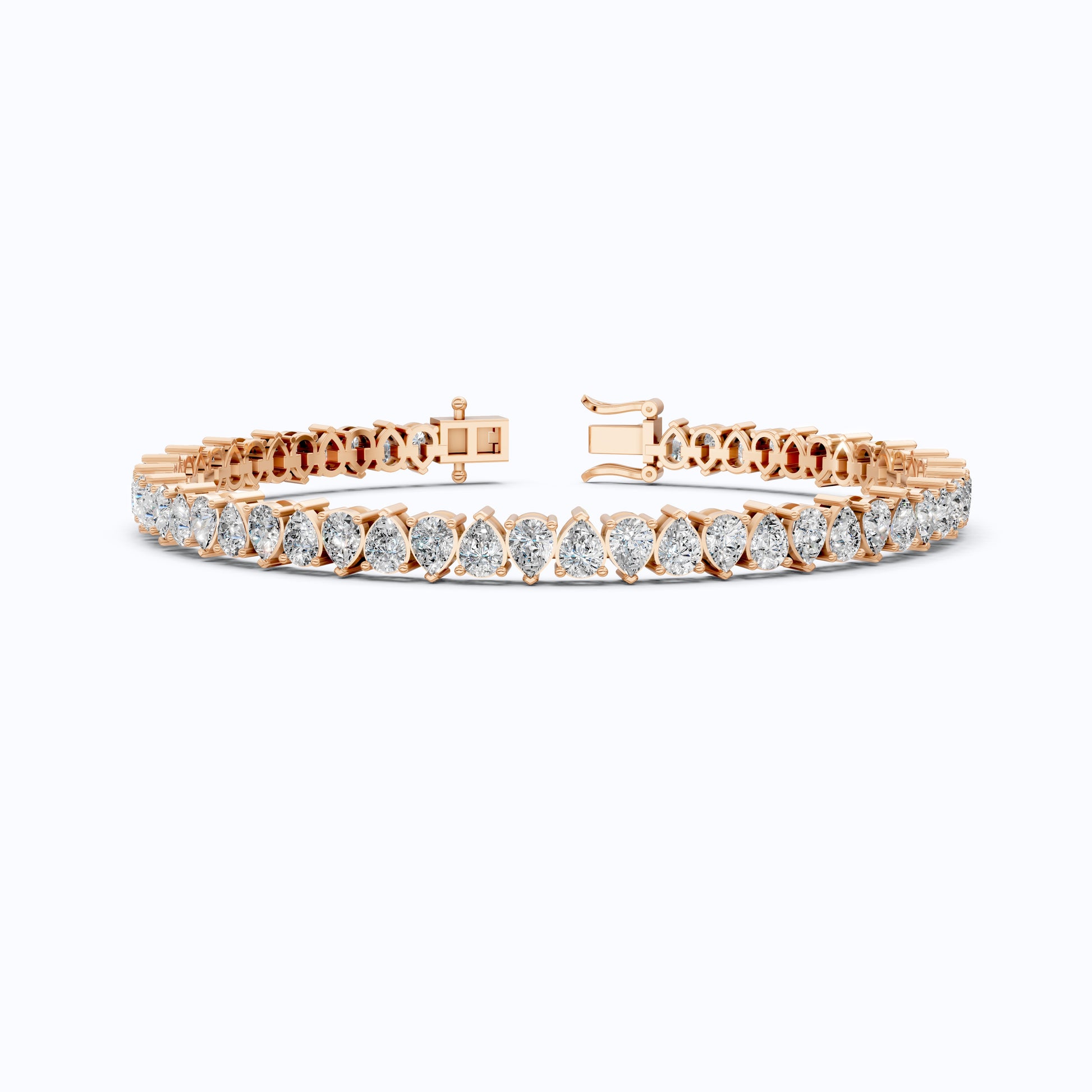 Pear Cut Diamond Tennis Bracelet in 14K Rose Gold, Luxury Fine Jewelry for Women