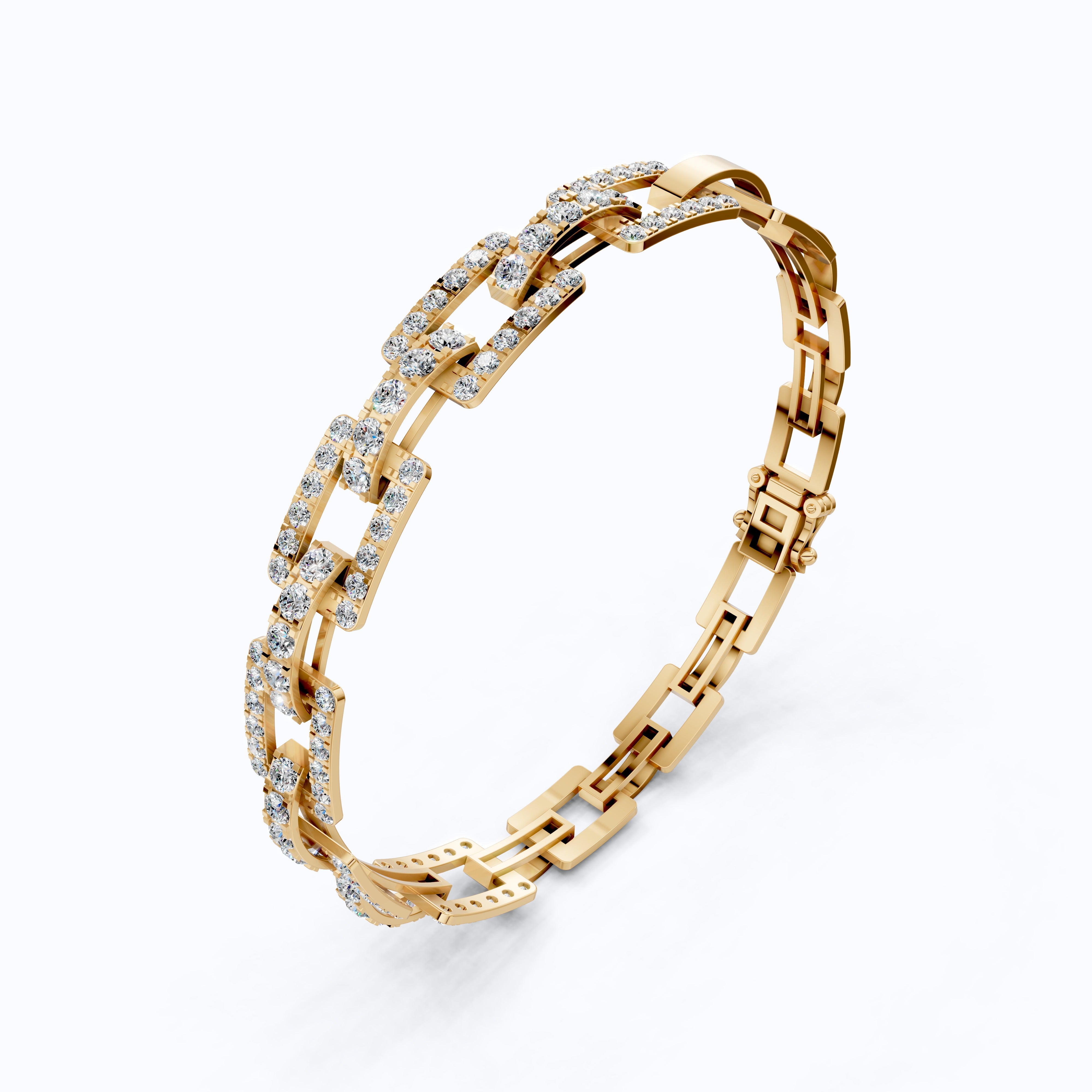 Modern Paperclip Link Wedding Bracelet in Lab Diamond-14k Solid Gold, Everyday Luxury Jewelry, Birthday Gift For Her/Him, Handmade Jewelry