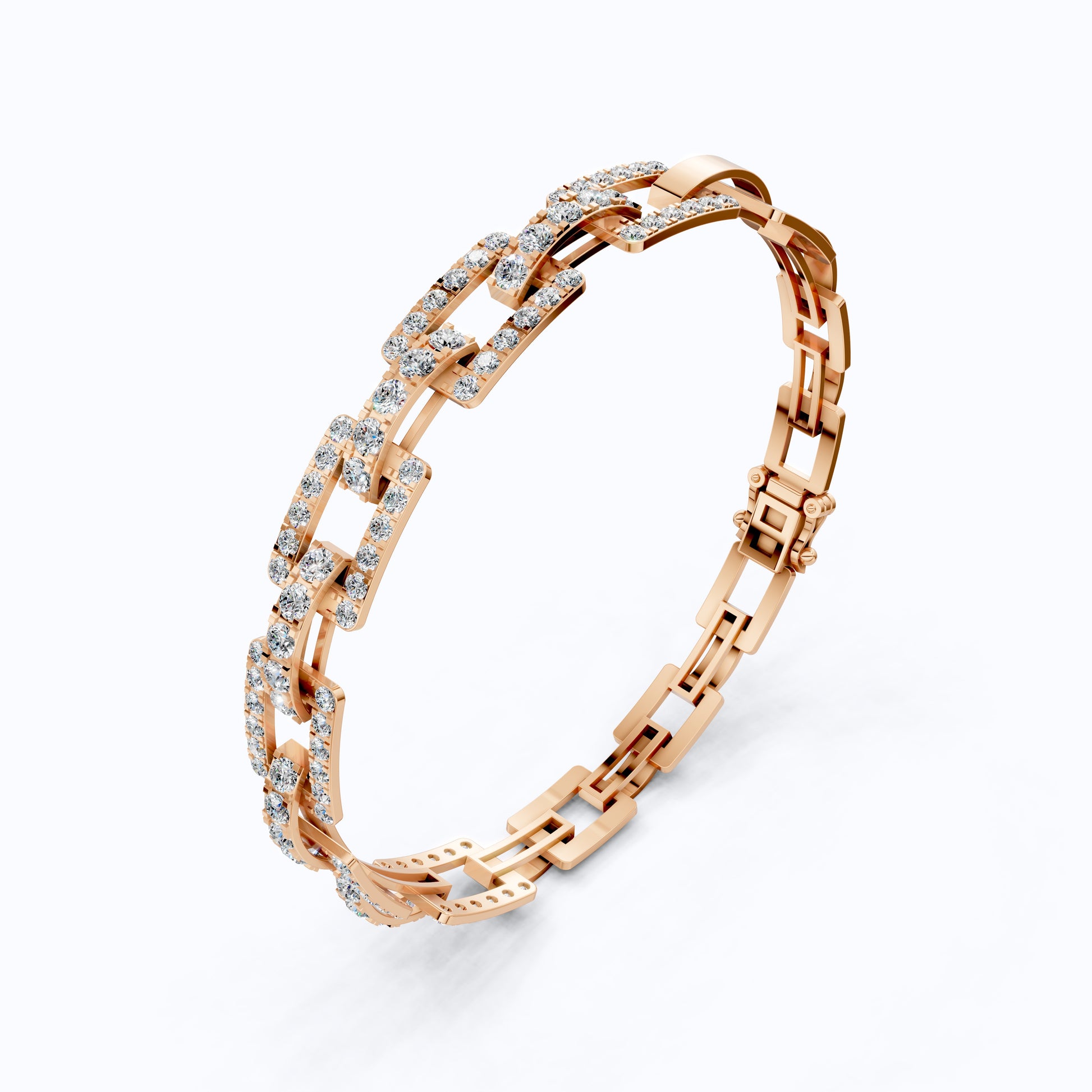 Modern Paperclip Link Wedding Bracelet in Lab Diamond-14k Solid Gold, Everyday Luxury Jewelry, Birthday Gift For Her/Him, Handmade Jewelry
