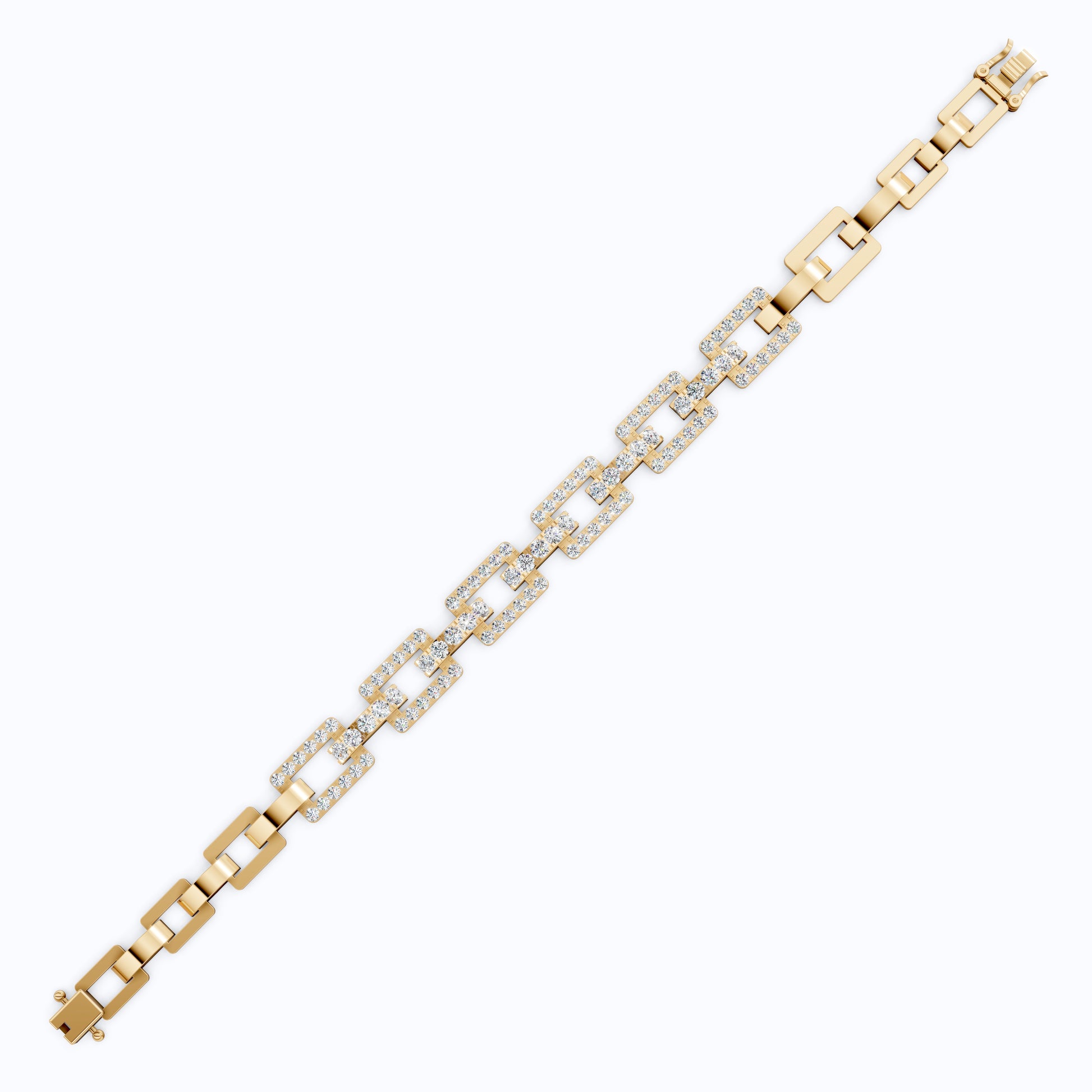 Modern Paperclip Link Wedding Bracelet in Lab Diamond-14k Solid Gold, Everyday Luxury Jewelry, Birthday Gift For Her/Him, Handmade Jewelry
