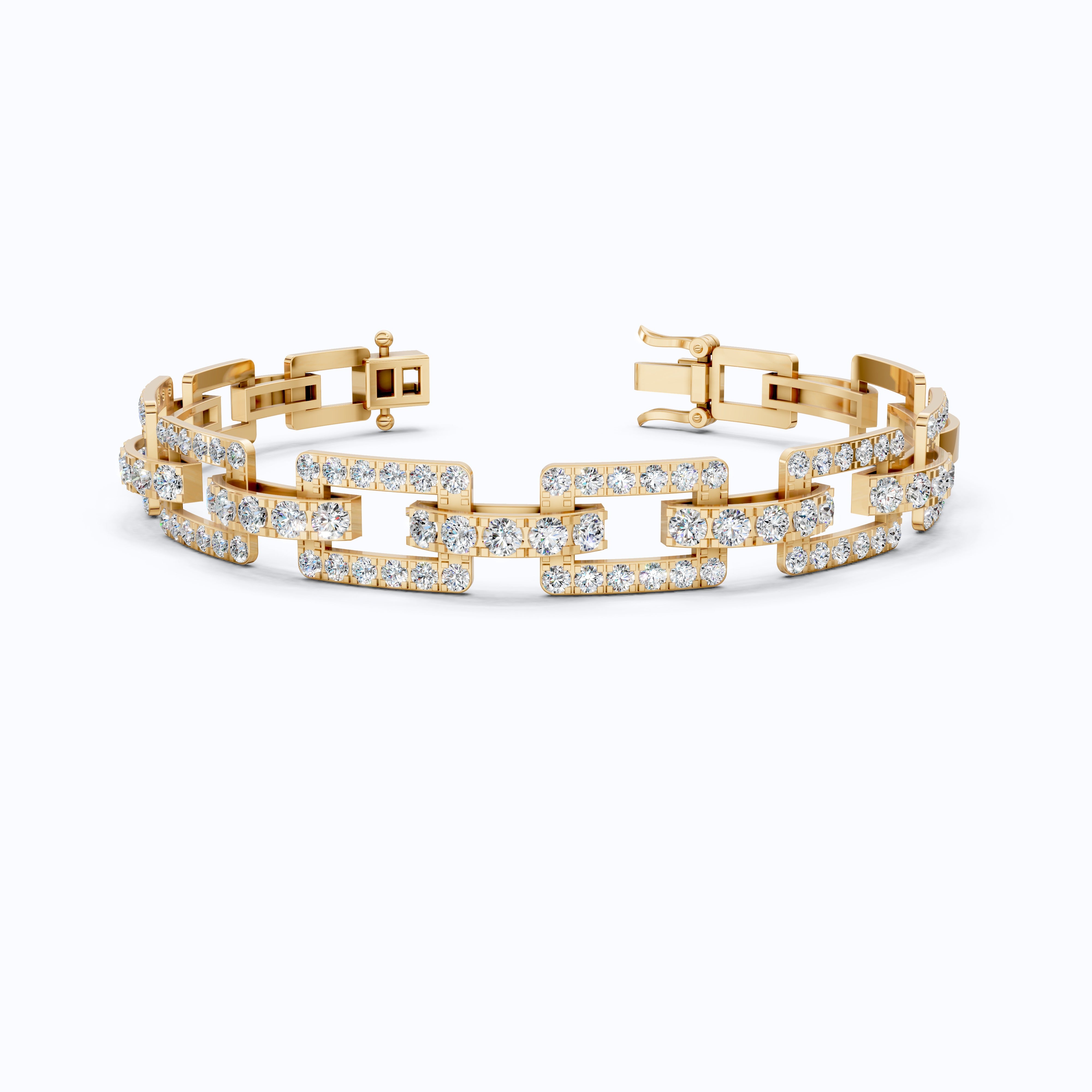 Modern Paperclip Link Wedding Bracelet in Lab Diamond-14k Solid Gold, Everyday Luxury Jewelry, Birthday Gift For Her/Him, Handmade Jewelry