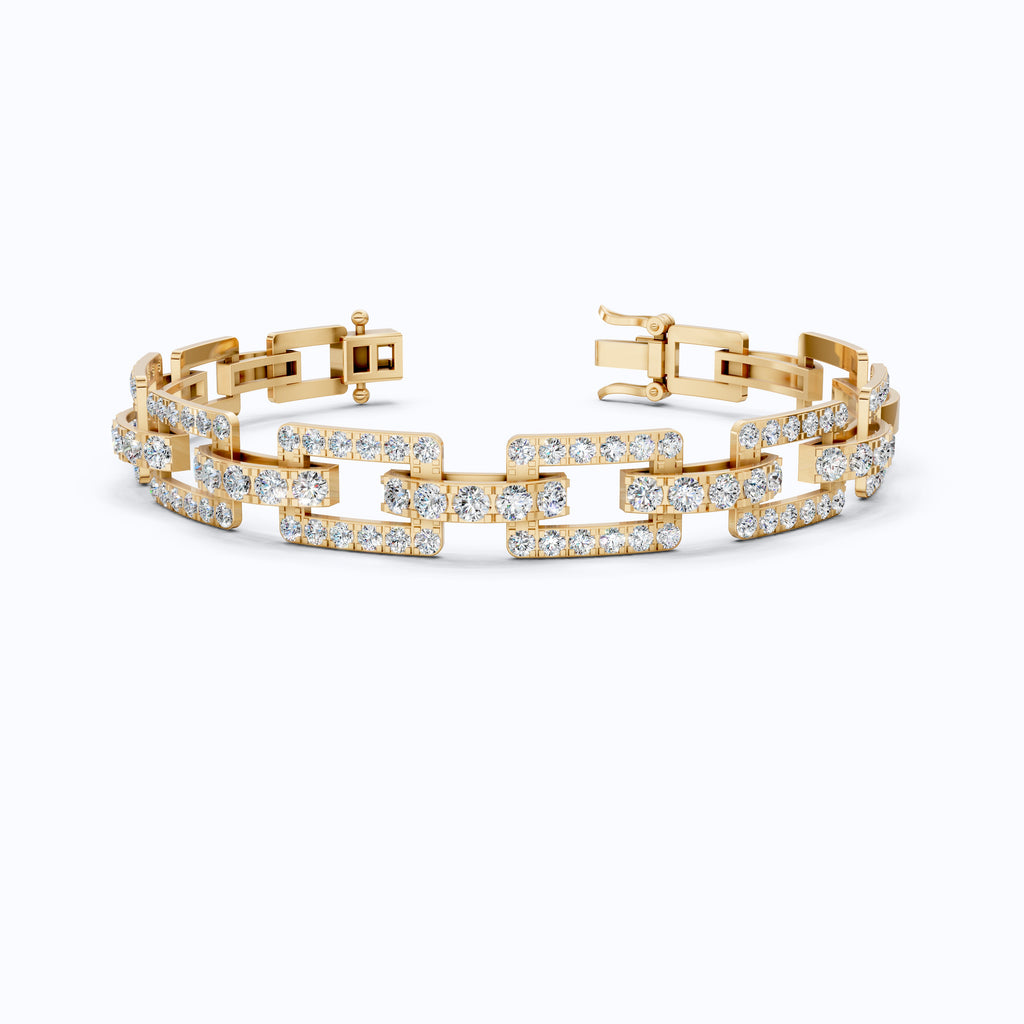 Modern Paperclip Link Wedding Bracelet in Lab Diamond-14k Solid Gold, Everyday Luxury Jewelry, Birthday Gift For Her/Him, Handmade Jewelry