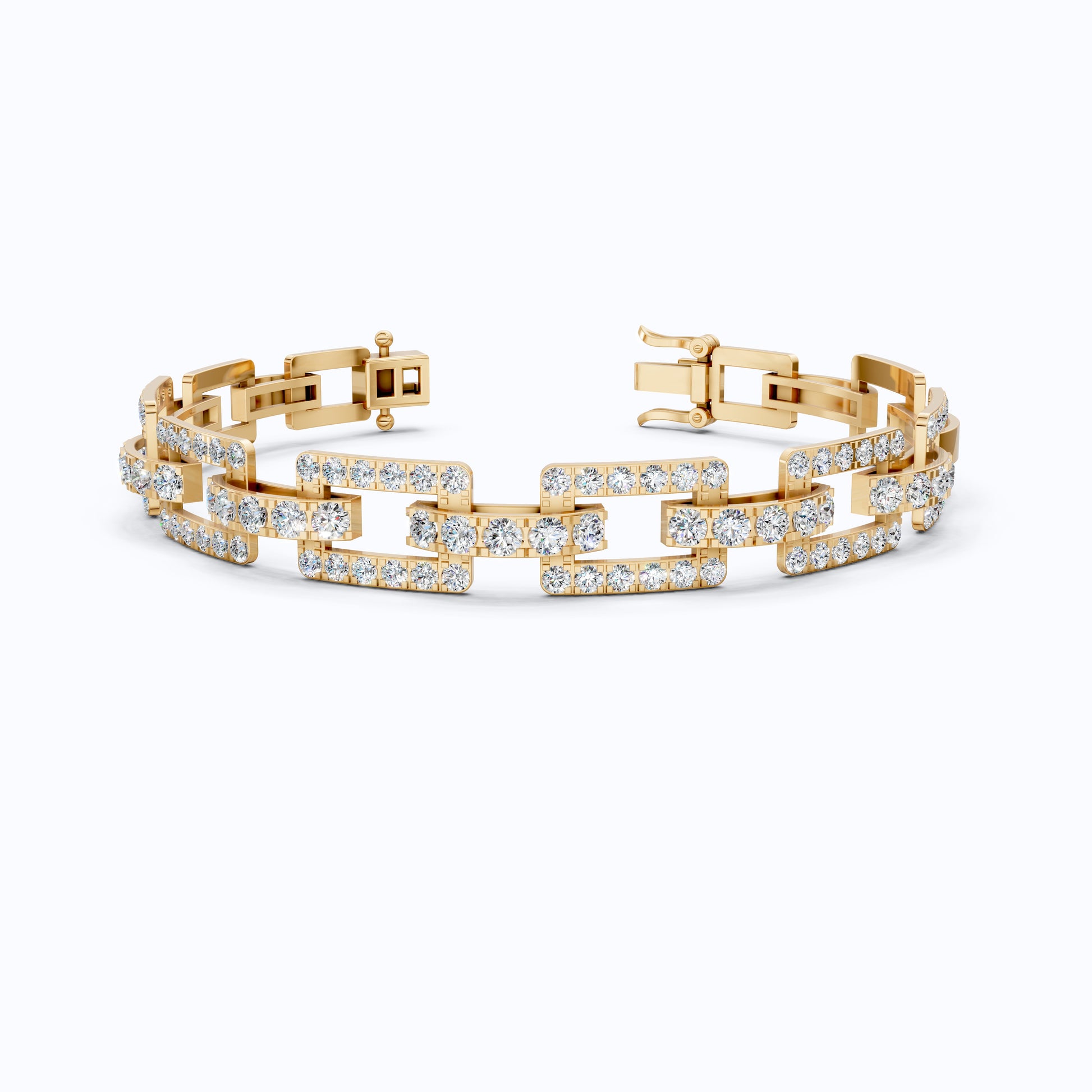 Modern Paperclip Link Wedding Bracelet in Lab Diamond-14k Solid Gold, Everyday Luxury Jewelry, Birthday Gift For Her/Him, Handmade Jewelry