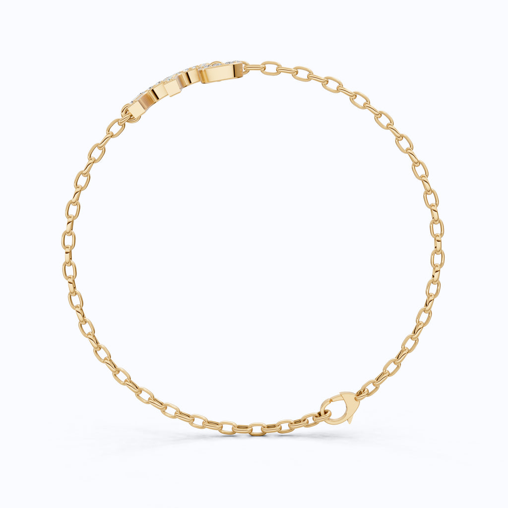 Minimalist Scorpio Symbol Bracelet in 14K Solid Gold, 0.31 TCW Round Cut Lab Created Diamonds, Personalized Astrology Birthday Gift for Her