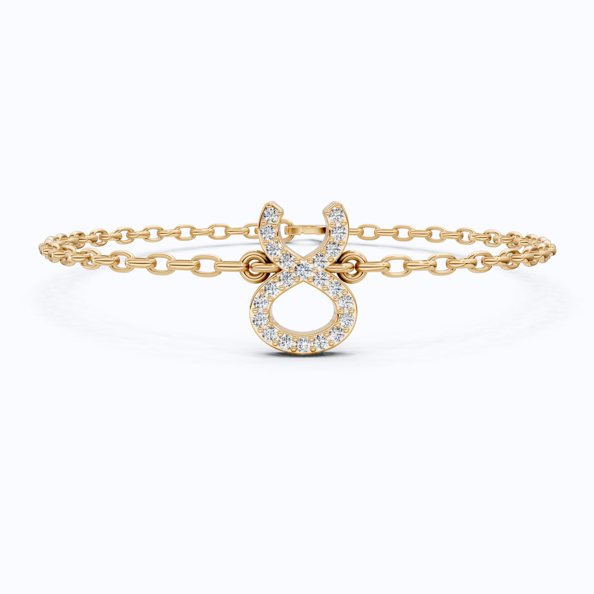 Taurus Zodiac Symbol Chain Bracelet in 14K Solid Gold, 0.22 TCW Round Cut Lab Grown Diamonds, Dainty Charm, Zodiac Gift for Her, Astrology Jewelry