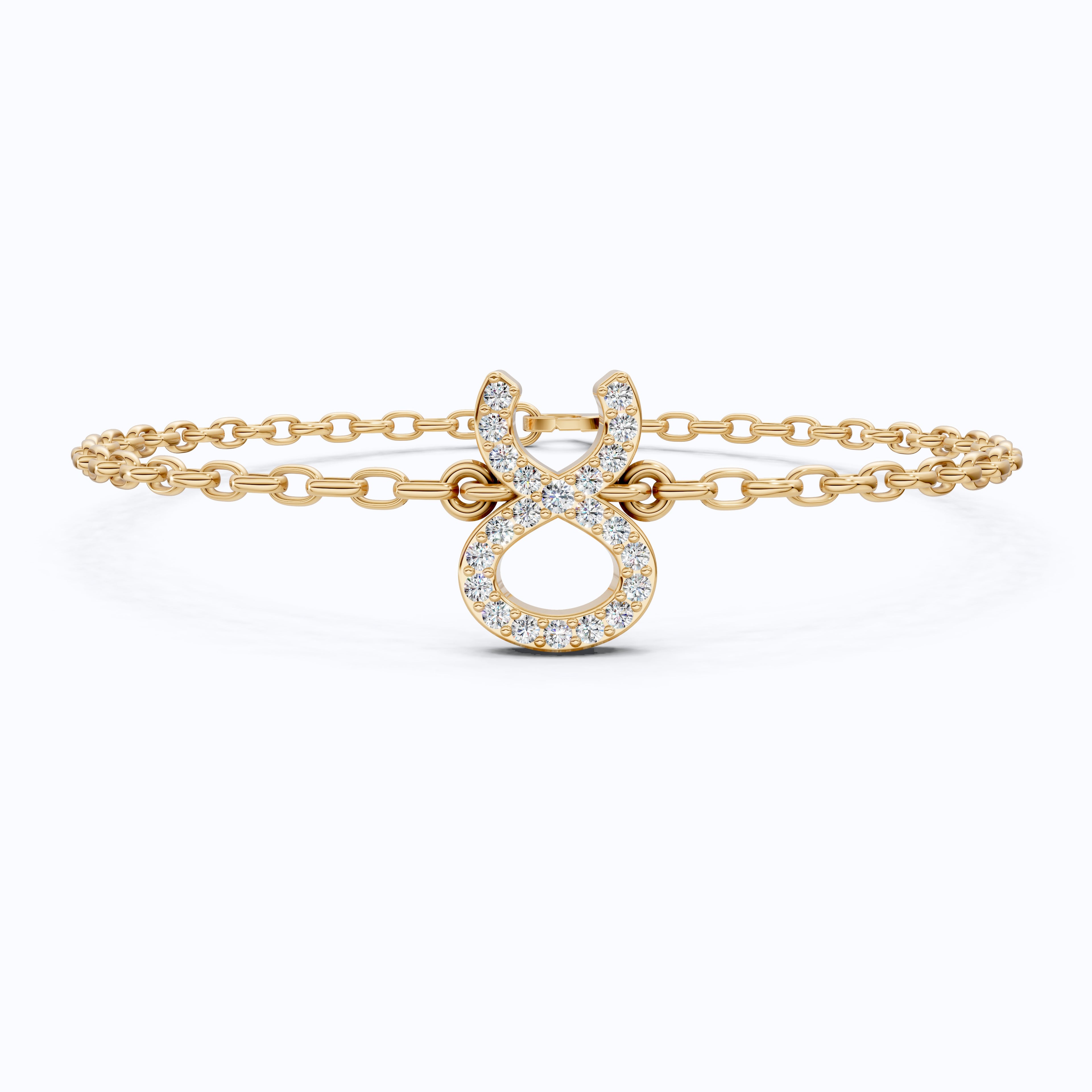 Taurus Zodiac Symbol Chain Bracelet in 14K Solid Gold, 0.22 TCW Round Cut Lab Grown Diamonds, Dainty Charm, Zodiac Gift for Her, Astrology Jewelry