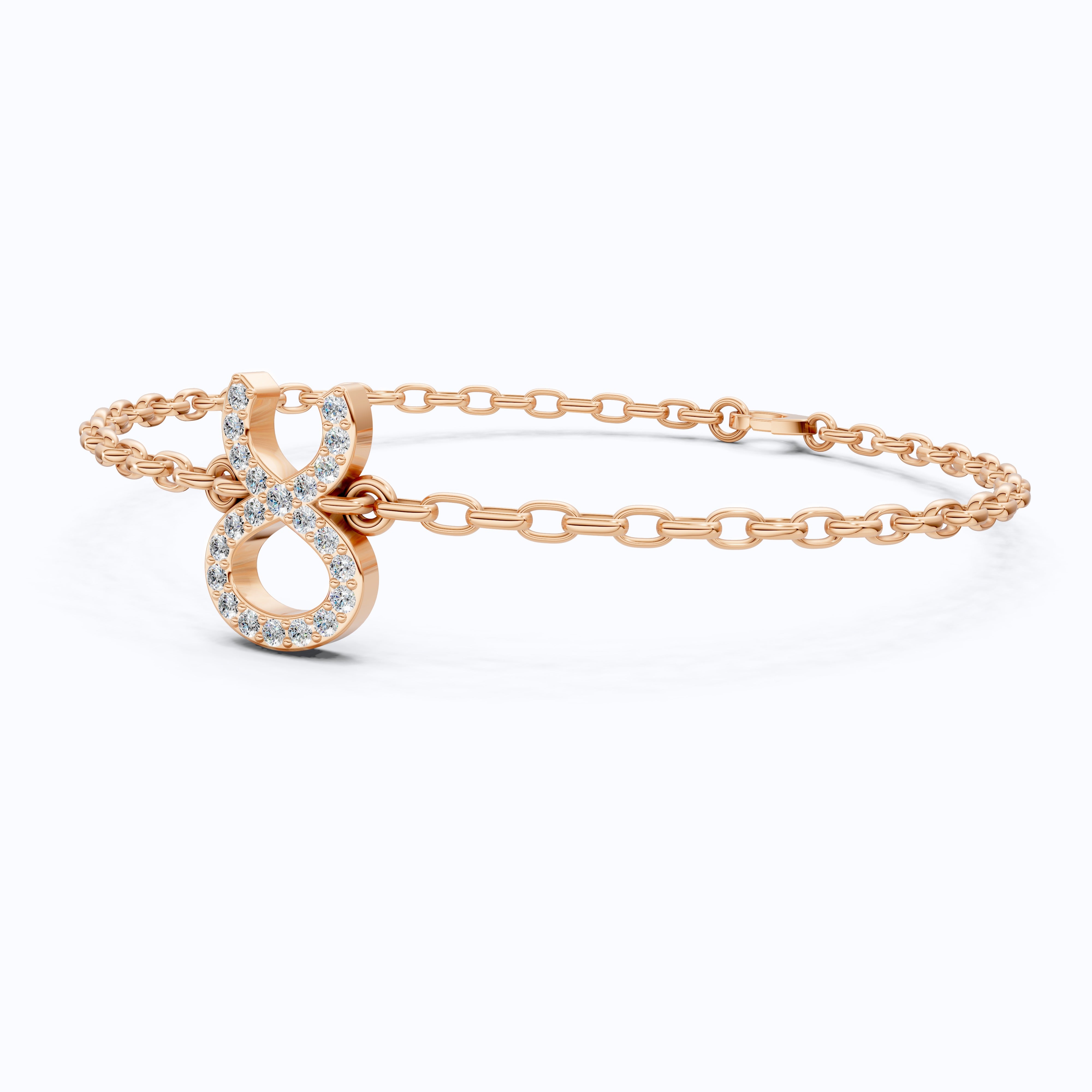 Taurus Zodiac Symbol Chain Bracelet in 14K Solid Gold, 0.22 TCW Round Cut Lab Grown Diamonds, Dainty Charm, Zodiac Gift for Her, Astrology Jewelry