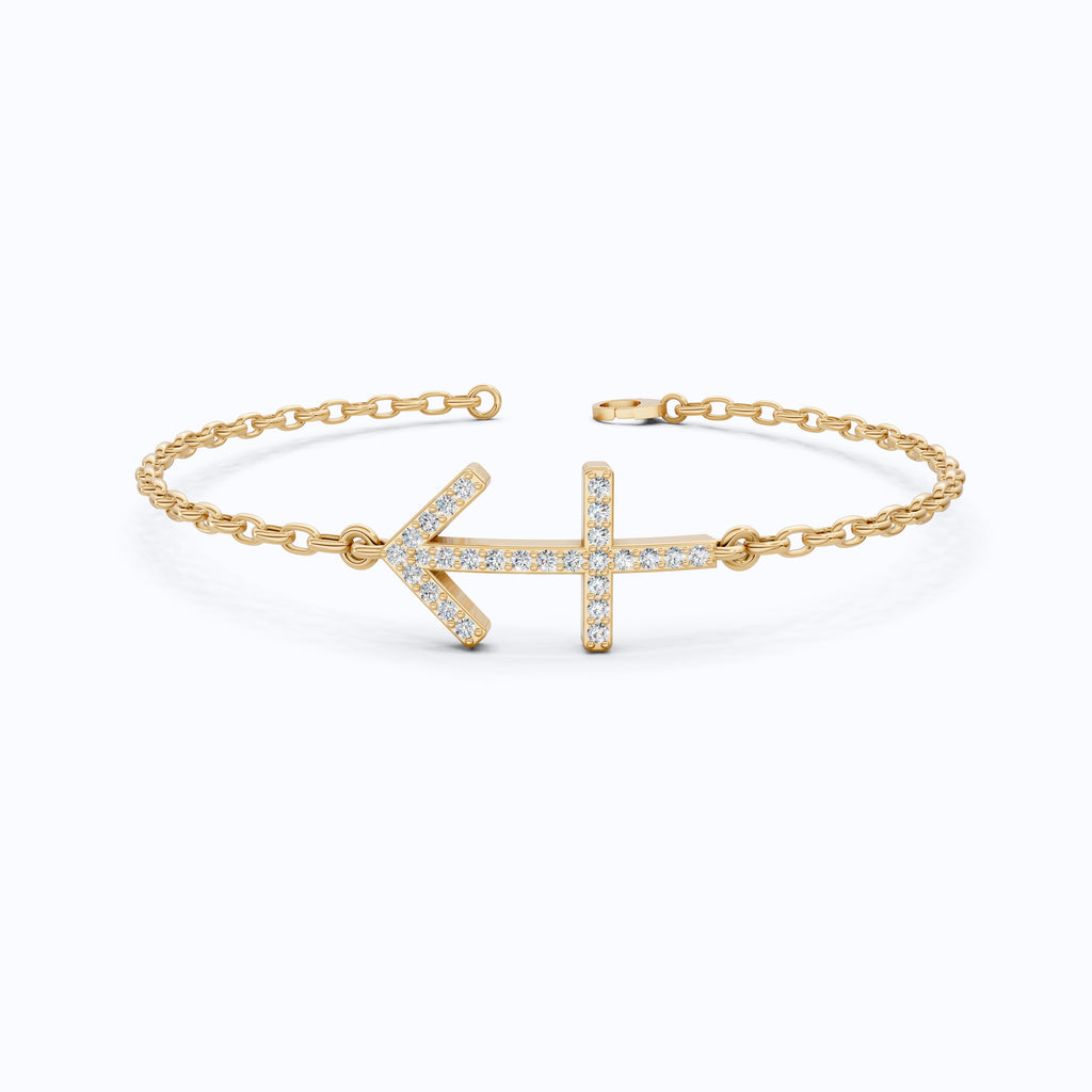 14K Yellow Gold Sagittarius Zodiac Sign Bracelet, 0.26 TCW Round Cut Lab Grown Diamonds, Birthday Gift for Her, Handmade Fine Jewelry