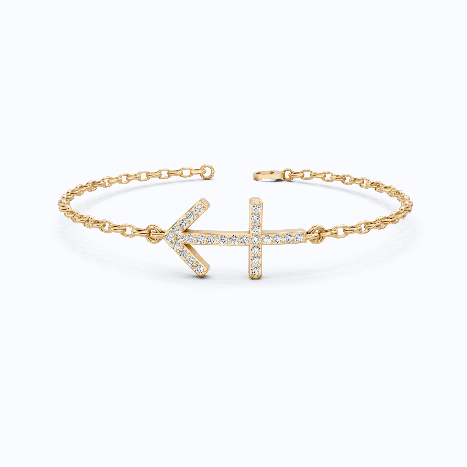 14K Yellow Gold Sagittarius Zodiac Sign Bracelet, 0.26 TCW Round Cut Lab Grown Diamonds, Birthday Gift for Her, Handmade Fine Jewelry
