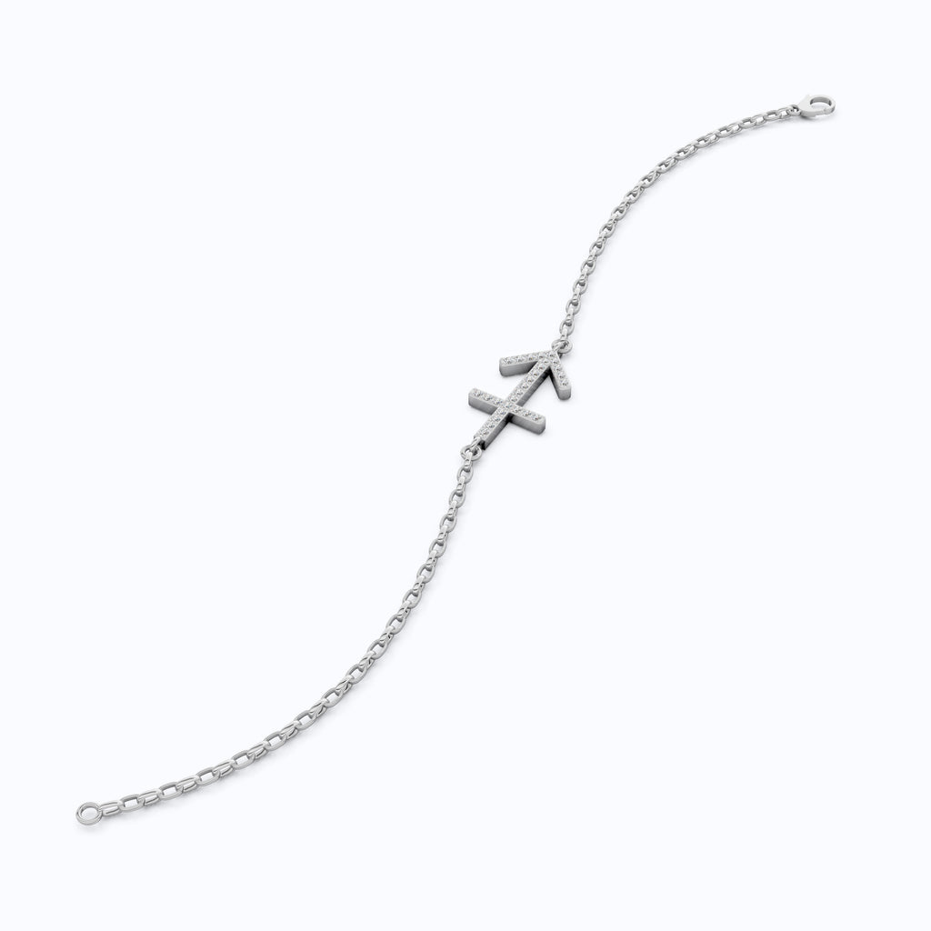 14K Yellow Gold Sagittarius Zodiac Sign Bracelet, 0.26 TCW Round Cut Lab Grown Diamonds, Birthday Gift for Her, Handmade Fine Jewelry