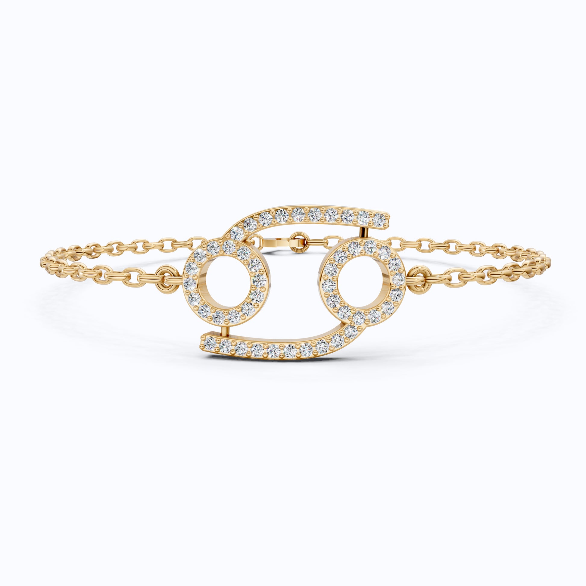 Celestial Cancer Zodiac Sign Chain Bracelet in Lab Diamond – 14k Solid Gold, Symbol Bracelet, Birthday Gift for Her, Anniversary Jewelry