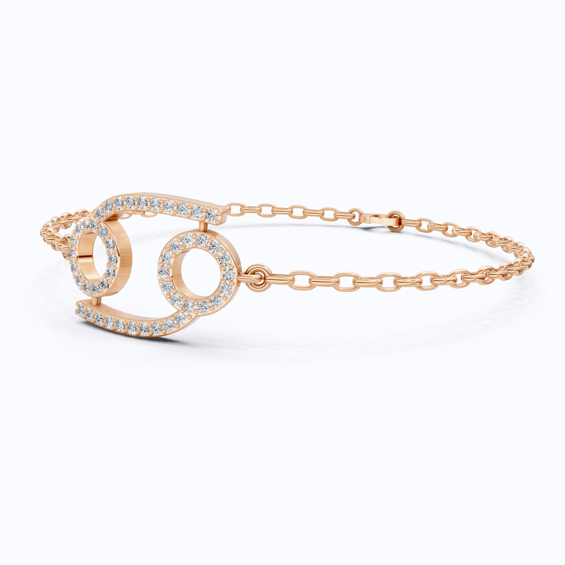 Celestial Cancer Zodiac Sign Chain Bracelet in Lab Diamond – 14k Solid Gold, Symbol Bracelet, Birthday Gift for Her, Anniversary Jewelry