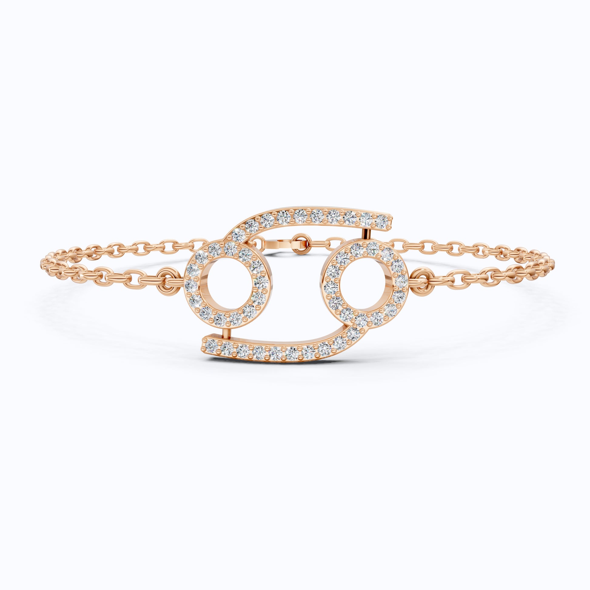 Celestial Cancer Zodiac Sign Chain Bracelet in Lab Diamond – 14k Solid Gold, Symbol Bracelet, Birthday Gift for Her, Anniversary Jewelry