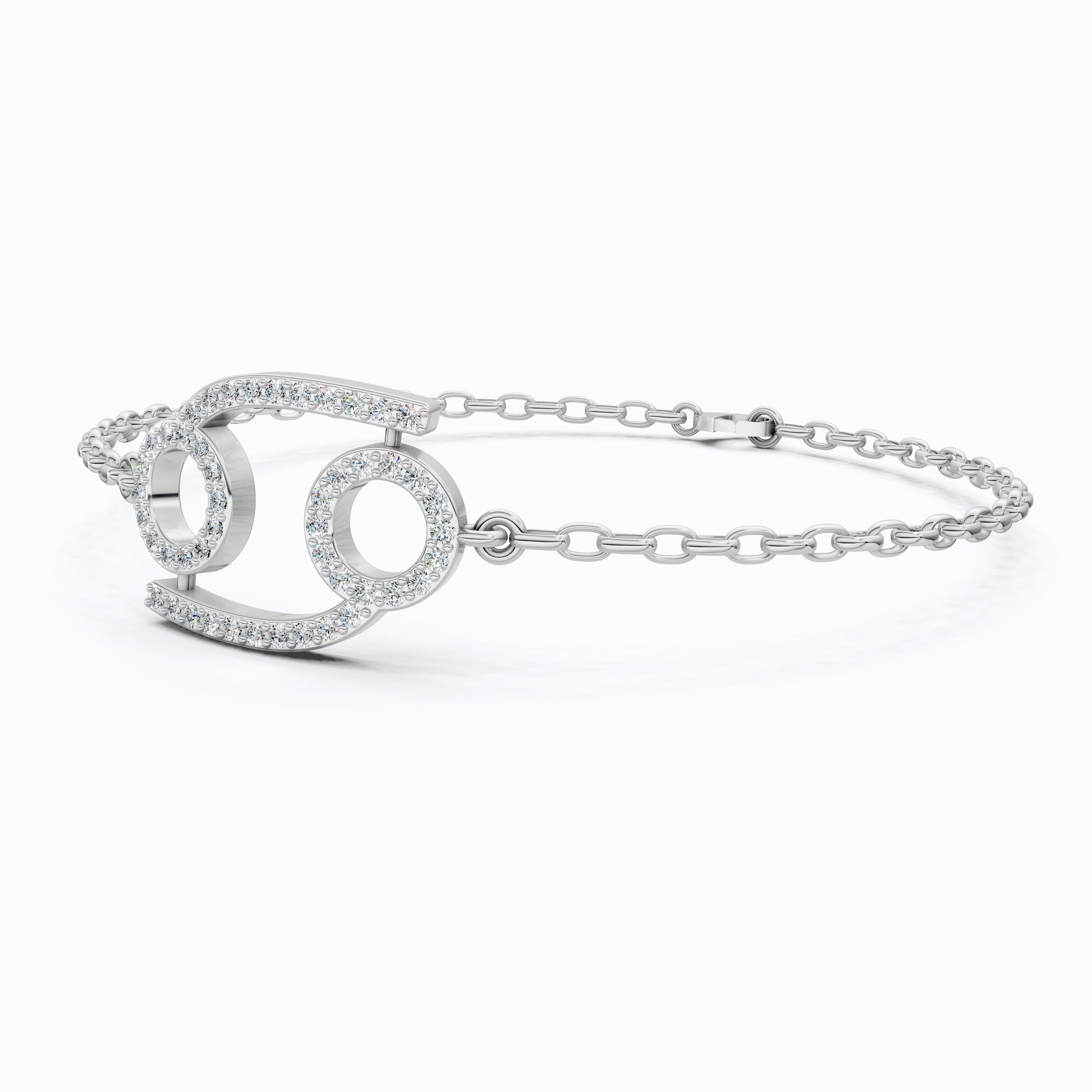 Celestial Cancer Zodiac Sign Chain Bracelet in Lab Diamond – 14k Solid Gold, Symbol Bracelet, Birthday Gift for Her, Anniversary Jewelry