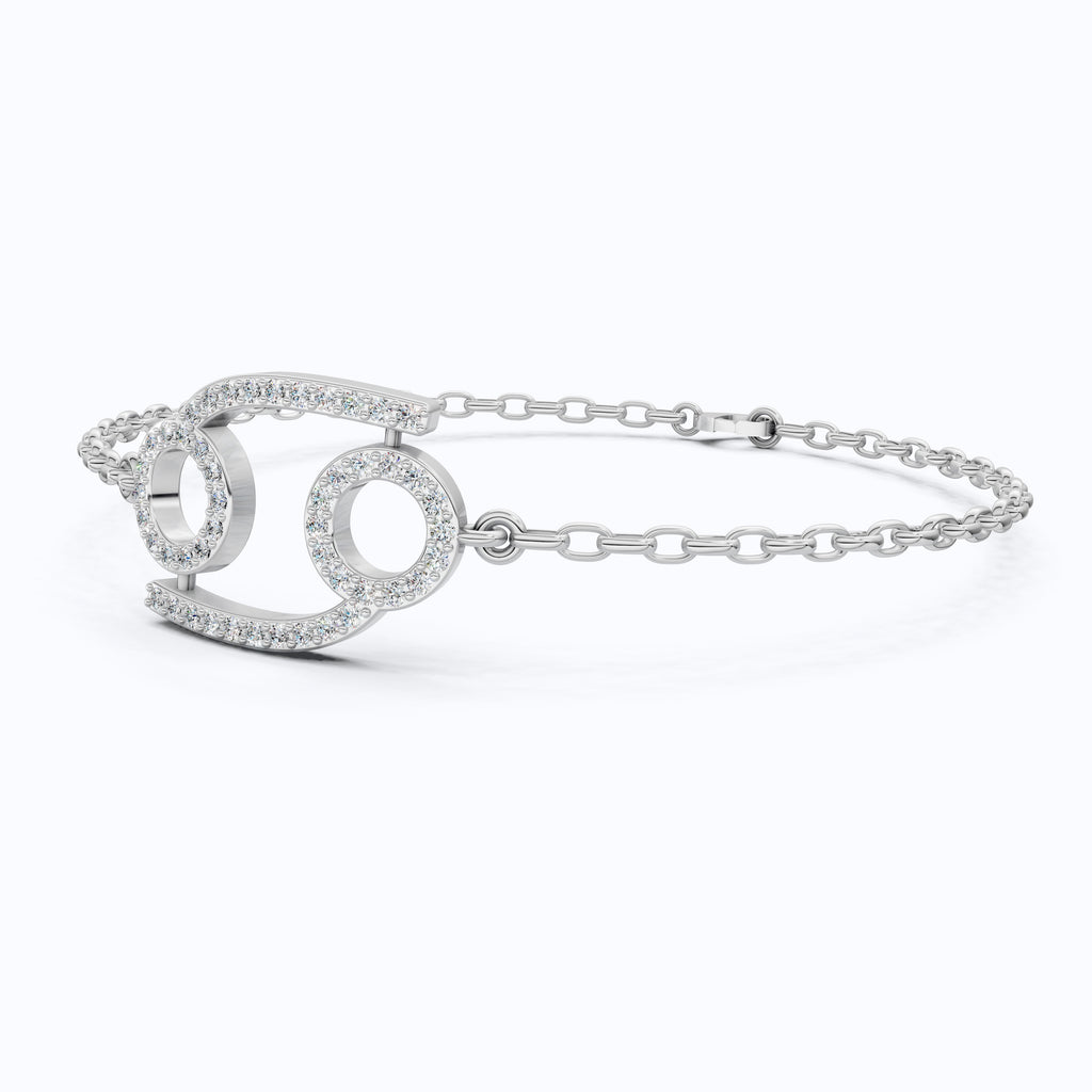 Celestial Cancer Zodiac Sign Chain Bracelet in Lab Diamond – 14k Solid Gold, Symbol Bracelet, Birthday Gift for Her, Anniversary Jewelry