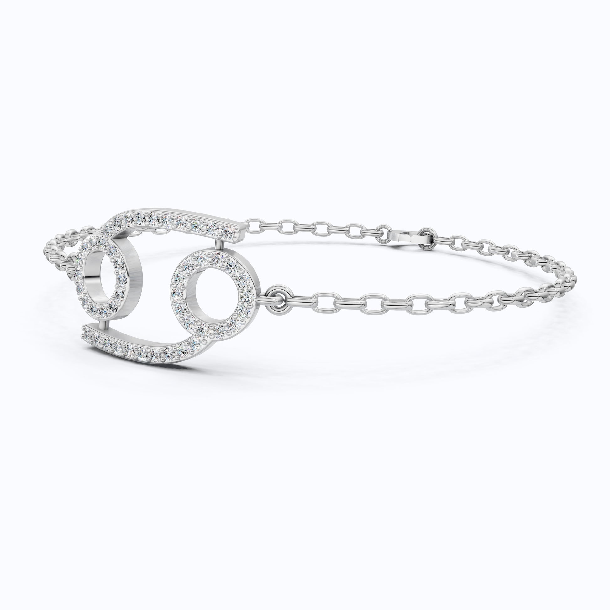 Celestial Cancer Zodiac Sign Chain Bracelet in Lab Diamond – 14k Solid Gold, Symbol Bracelet, Birthday Gift for Her, Anniversary Jewelry