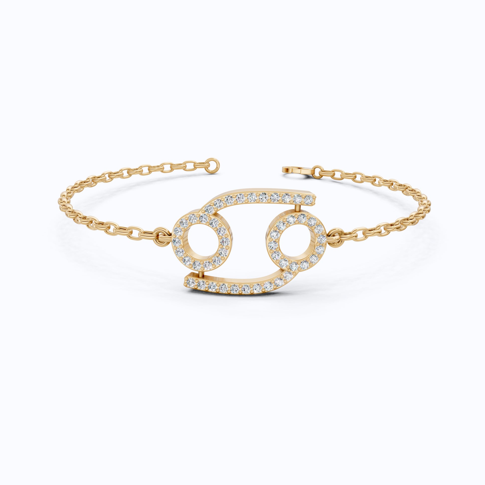 Celestial Cancer Zodiac Sign Chain Bracelet in Lab Diamond – 14k Solid Gold, Symbol Bracelet, Birthday Gift for Her, Anniversary Jewelry