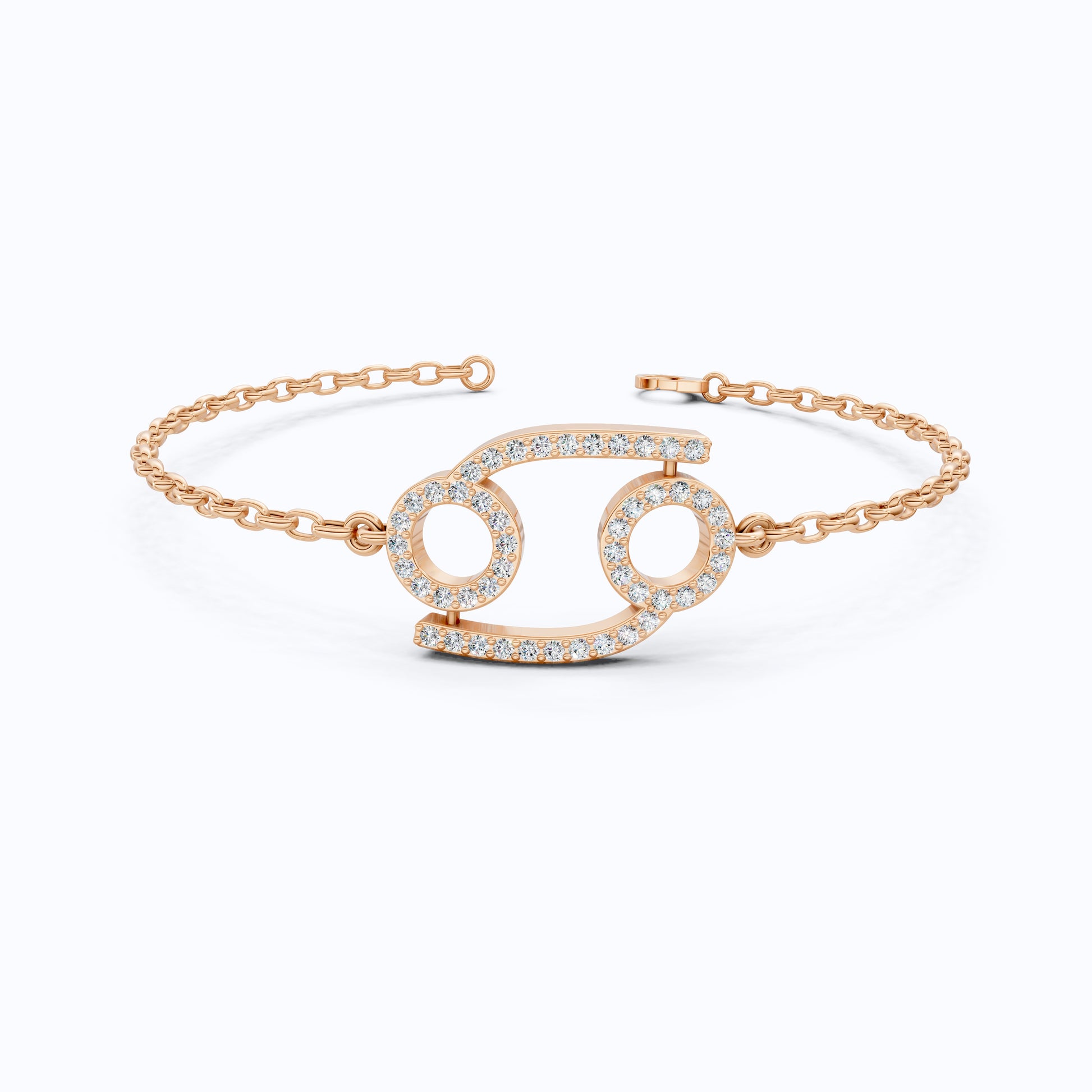 Celestial Cancer Zodiac Sign Chain Bracelet in Lab Diamond – 14k Solid Gold, Symbol Bracelet, Birthday Gift for Her, Anniversary Jewelry