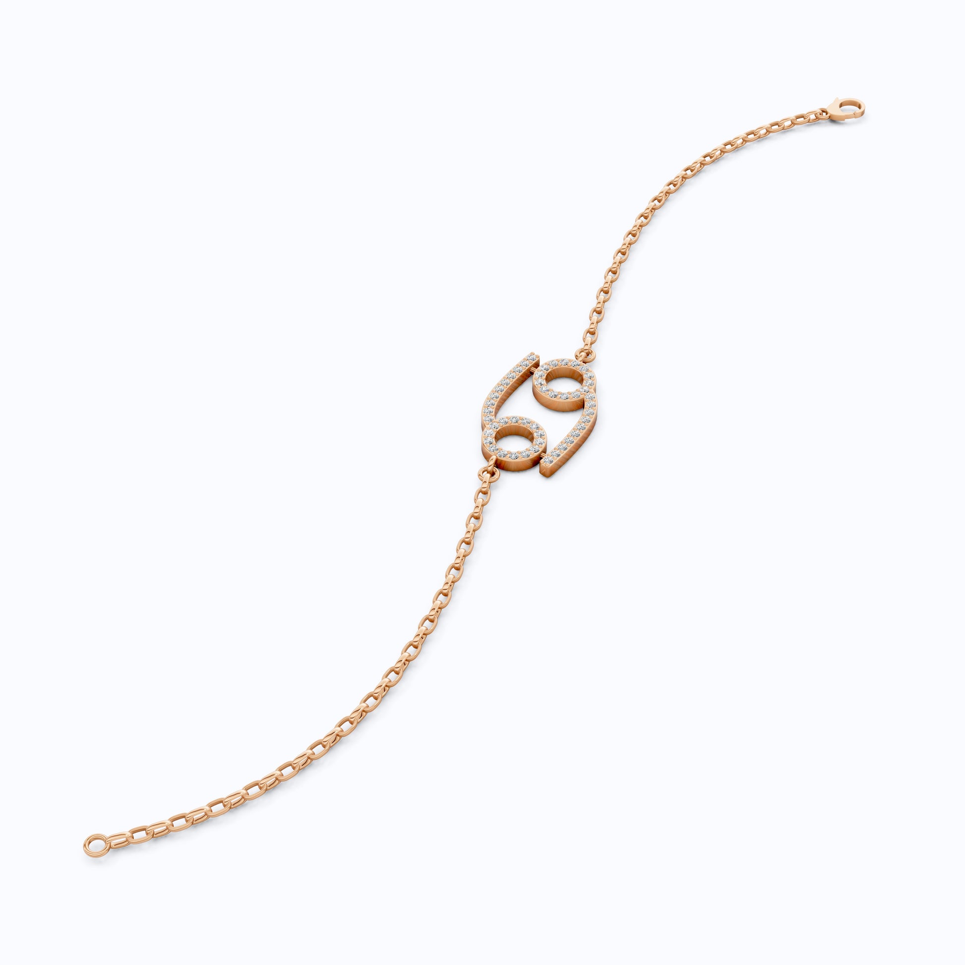 Celestial Cancer Zodiac Sign Chain Bracelet in Lab Diamond – 14k Solid Gold, Symbol Bracelet, Birthday Gift for Her, Anniversary Jewelry