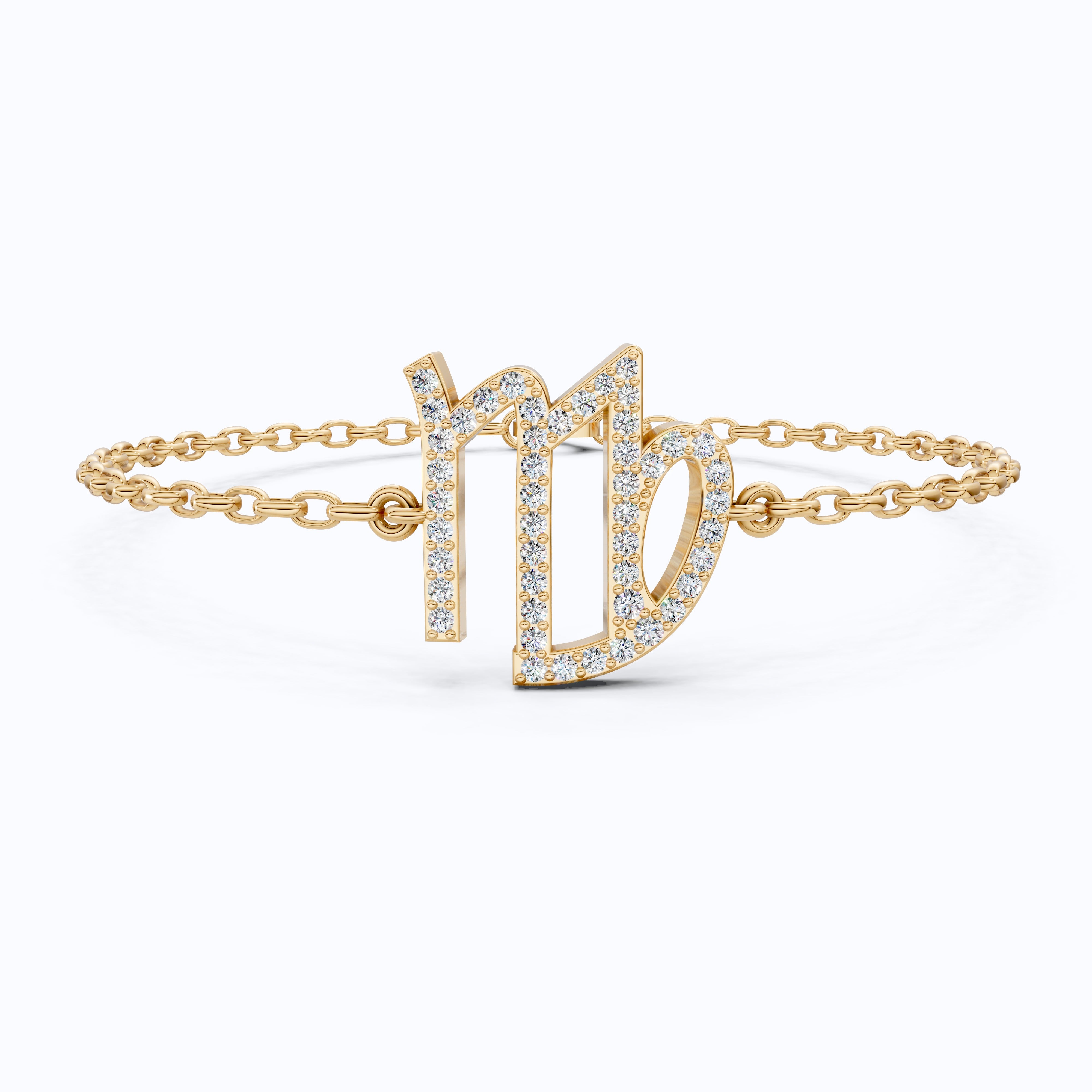 Virgo Sign Elegant Link Chain Bracelet in 14k Rose Gold, 0.46 TCW Round Cut Lab Grown Diamonds, Personalized Friendship Jewelry, Birthday Gift for Her