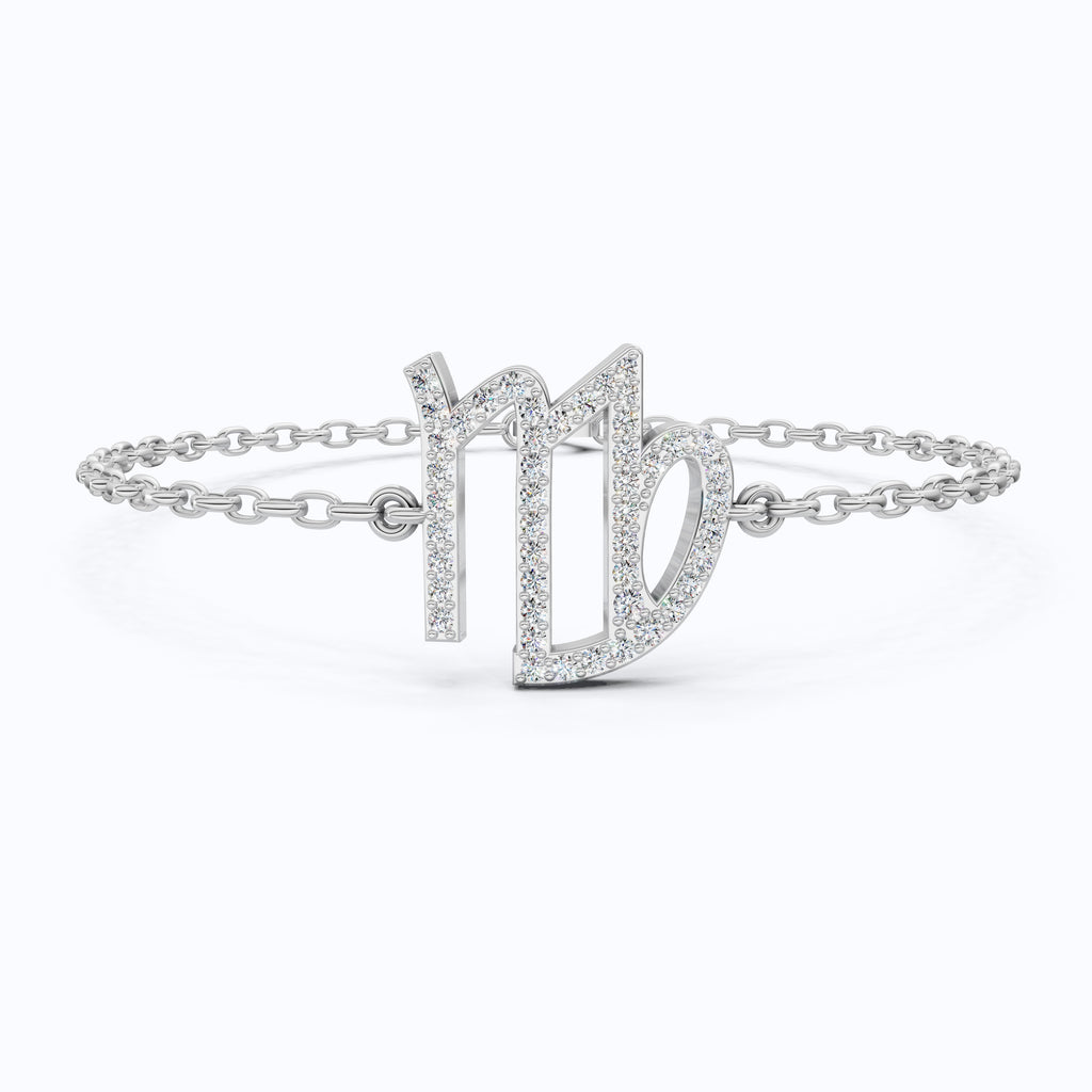 Virgo Sign Elegant Link Chain Bracelet in 14k Rose Gold, 0.46 TCW Round Cut Lab Grown Diamonds, Personalized Friendship Jewelry, Birthday Gift for Her