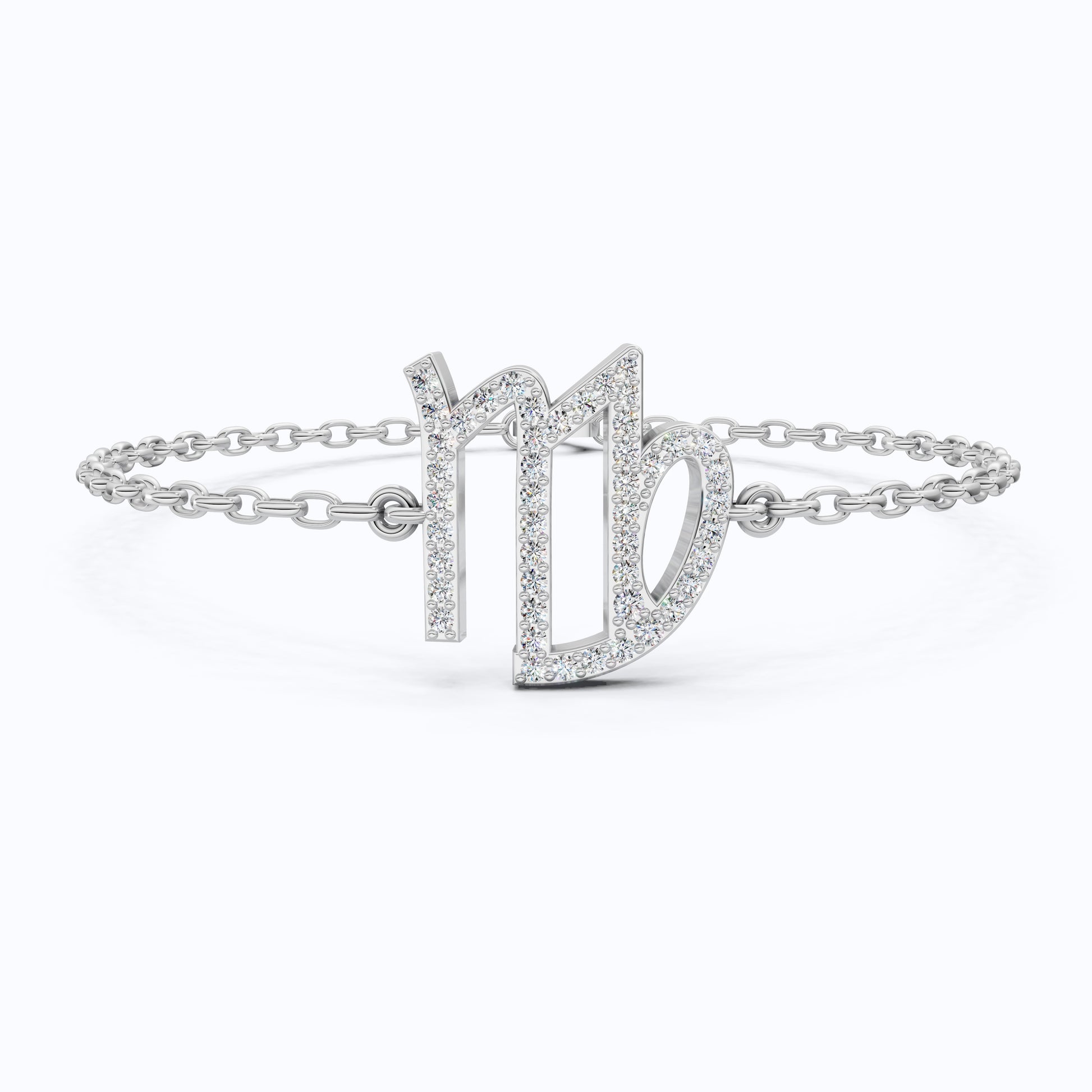 Virgo Sign Elegant Link Chain Bracelet in 14k Rose Gold, 0.46 TCW Round Cut Lab Grown Diamonds, Personalized Friendship Jewelry, Birthday Gift for Her