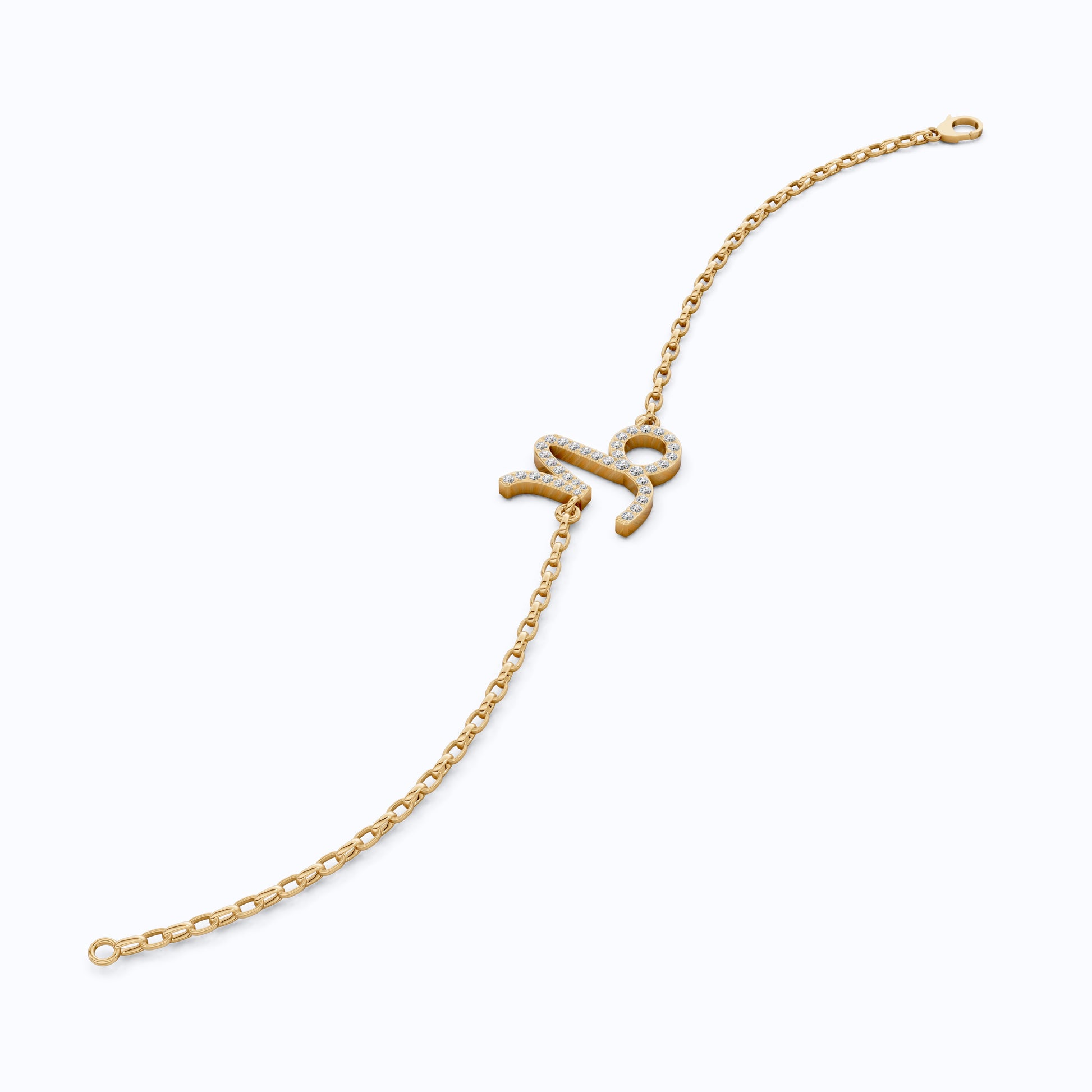Capricorn Zodiac Sign Pavé Chain Bracelet in 14k Solid Gold, 0.37 TCW Round Cut Lab Grown Diamonds, Birthstone Jewelry, Birthday Gift for Wife