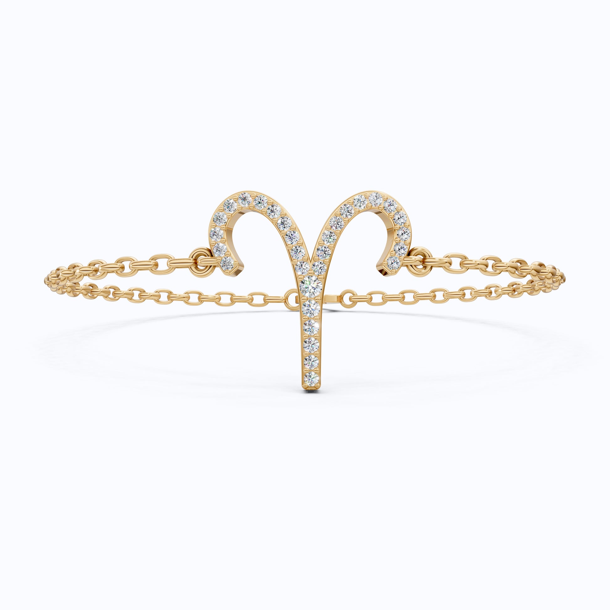 Stackable Aries Zodiac Sign Bracelet in 14k Solid Gold, 0.34 TCW Round Cut Lab Created Diamonds, Dainty Charm Bracelet, Birthday Gift for Her