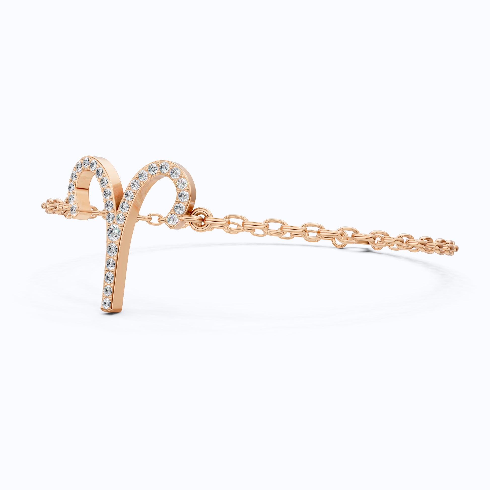 Stackable Aries Zodiac Sign Bracelet in 14k Solid Gold, 0.34 TCW Round Cut Lab Created Diamonds, Dainty Charm Bracelet, Birthday Gift for Her