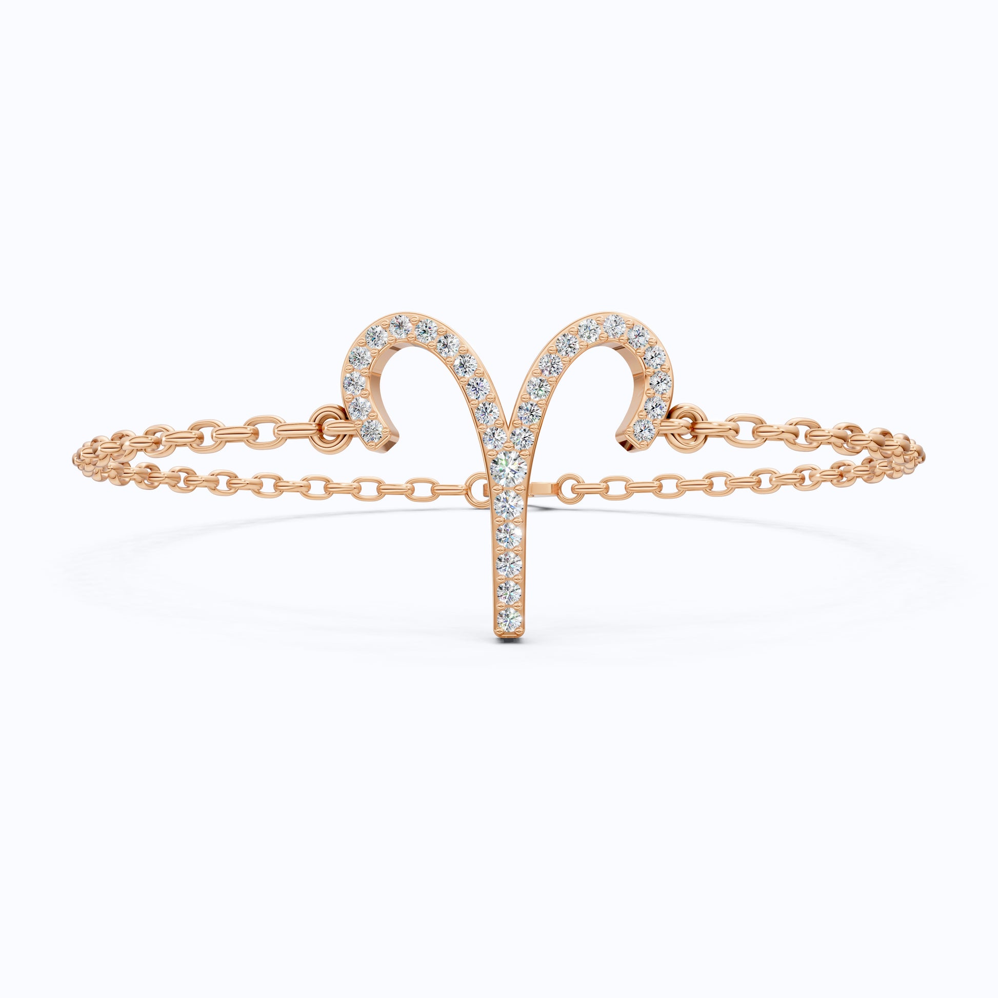 Stackable Aries Zodiac Sign Bracelet in 14k Solid Gold, 0.34 TCW Round Cut Lab Created Diamonds, Dainty Charm Bracelet, Birthday Gift for Her