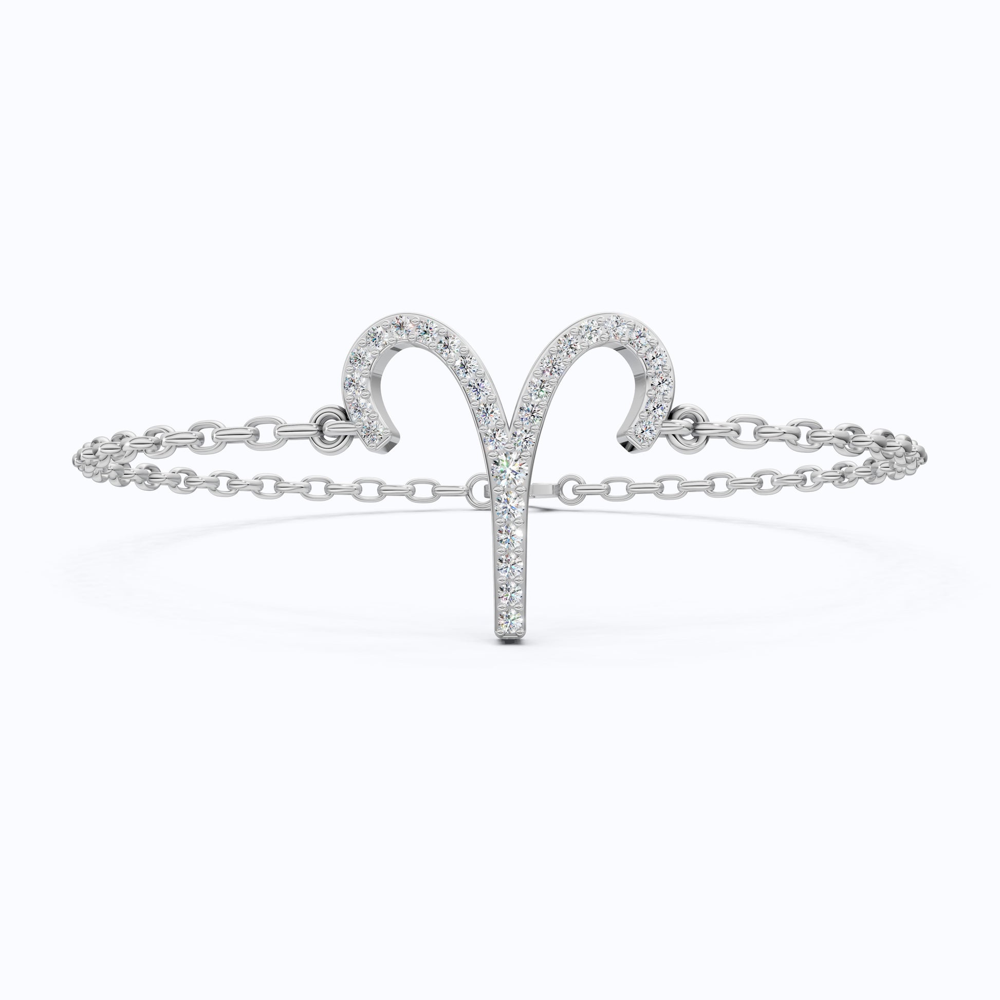 Stackable Aries Zodiac Sign Bracelet in 14k Solid Gold, 0.34 TCW Round Cut Lab Created Diamonds, Dainty Charm Bracelet, Birthday Gift for Her