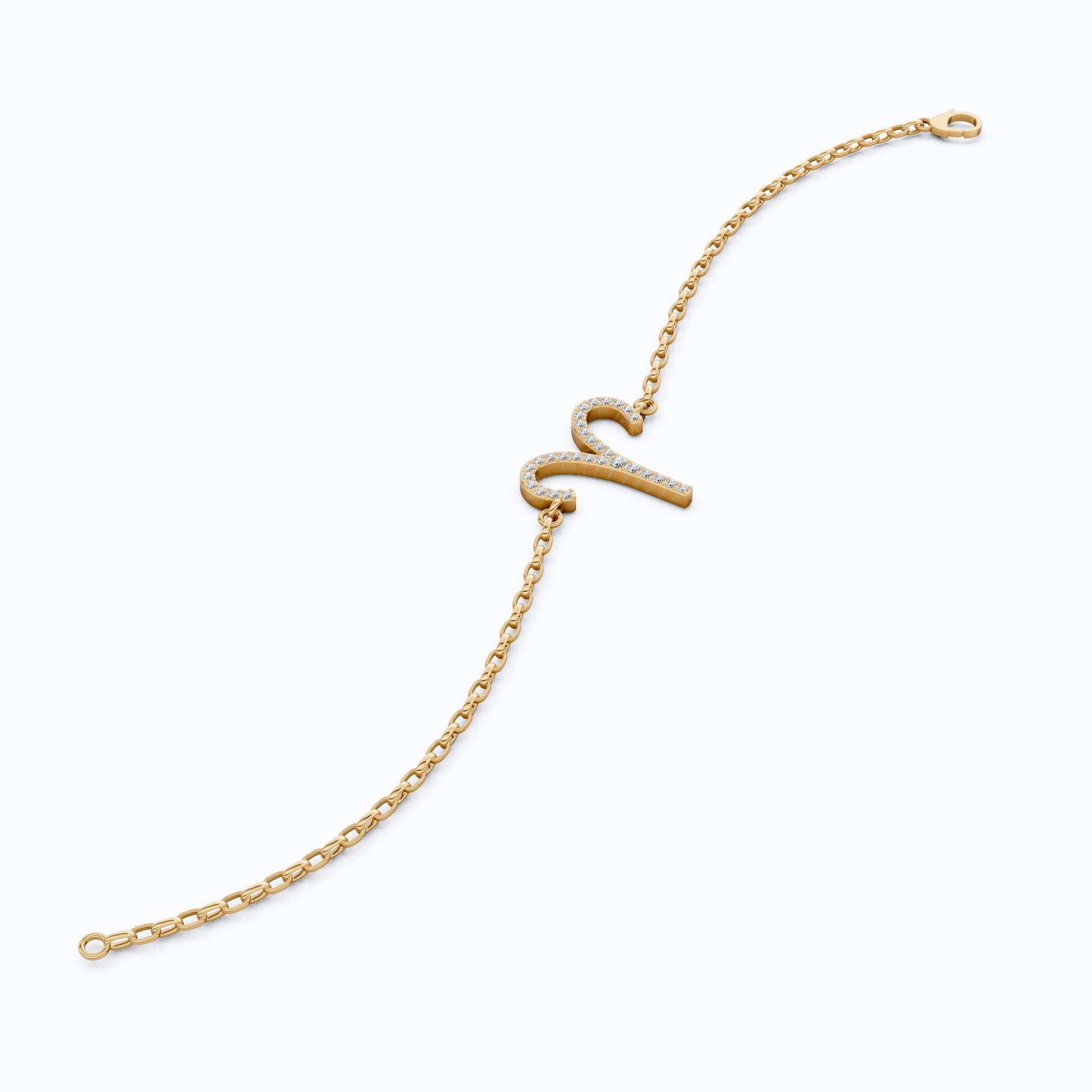 Stackable Aries Zodiac Sign Bracelet in 14k Solid Gold, 0.34 TCW Round Cut Lab Created Diamonds, Dainty Charm Bracelet, Birthday Gift for Her