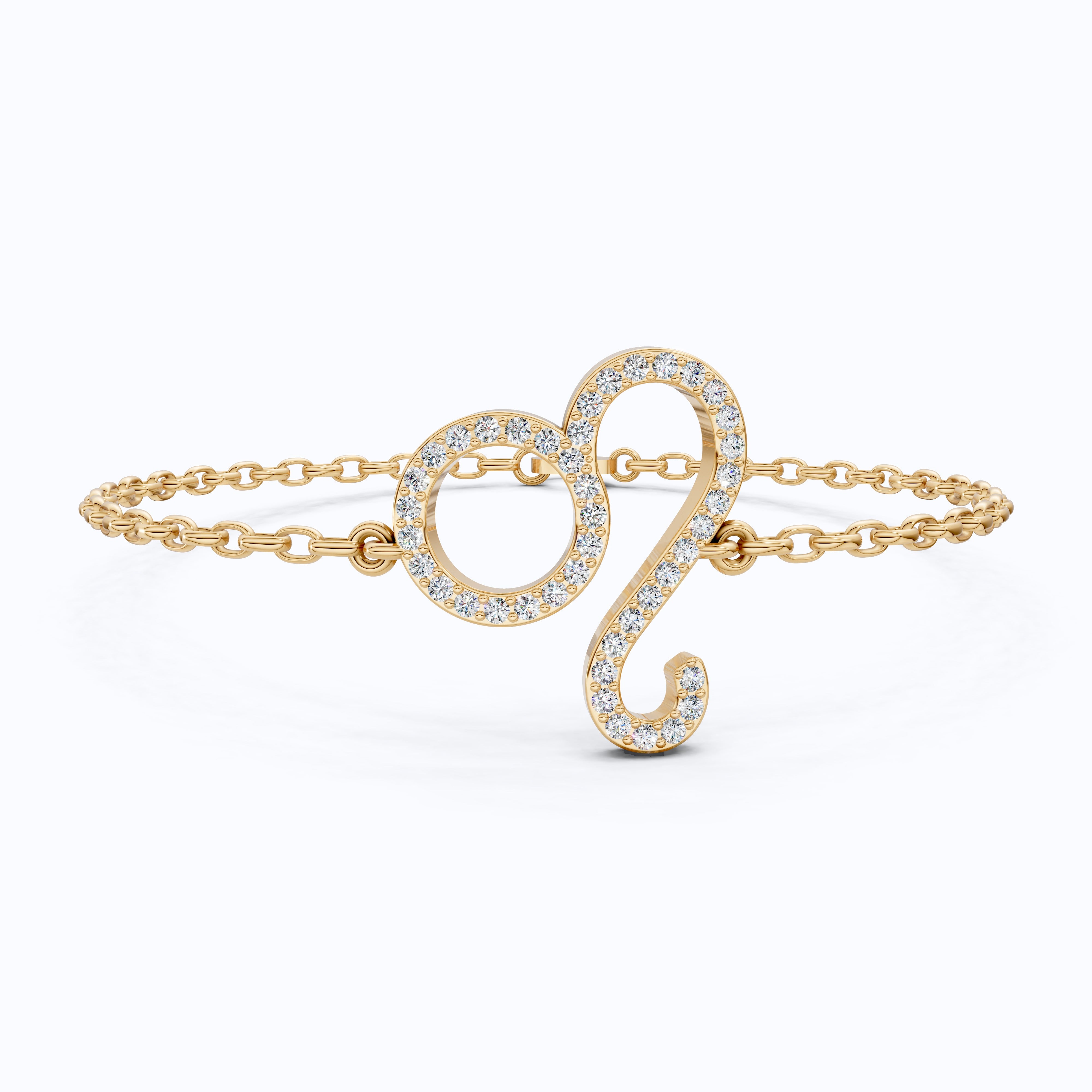 Chic Leo Zodiac Sign Bracelet in 14k Solid Gold, 0.43 TCW Round Cut Lab Grown Diamonds, Stacking Charm, Astrology Gift for Her