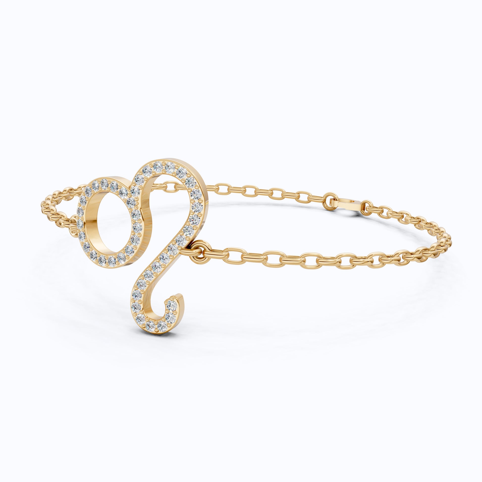 Chic Leo Zodiac Sign Bracelet in 14k Solid Gold, 0.43 TCW Round Cut Lab Grown Diamonds, Stacking Charm, Astrology Gift for Her